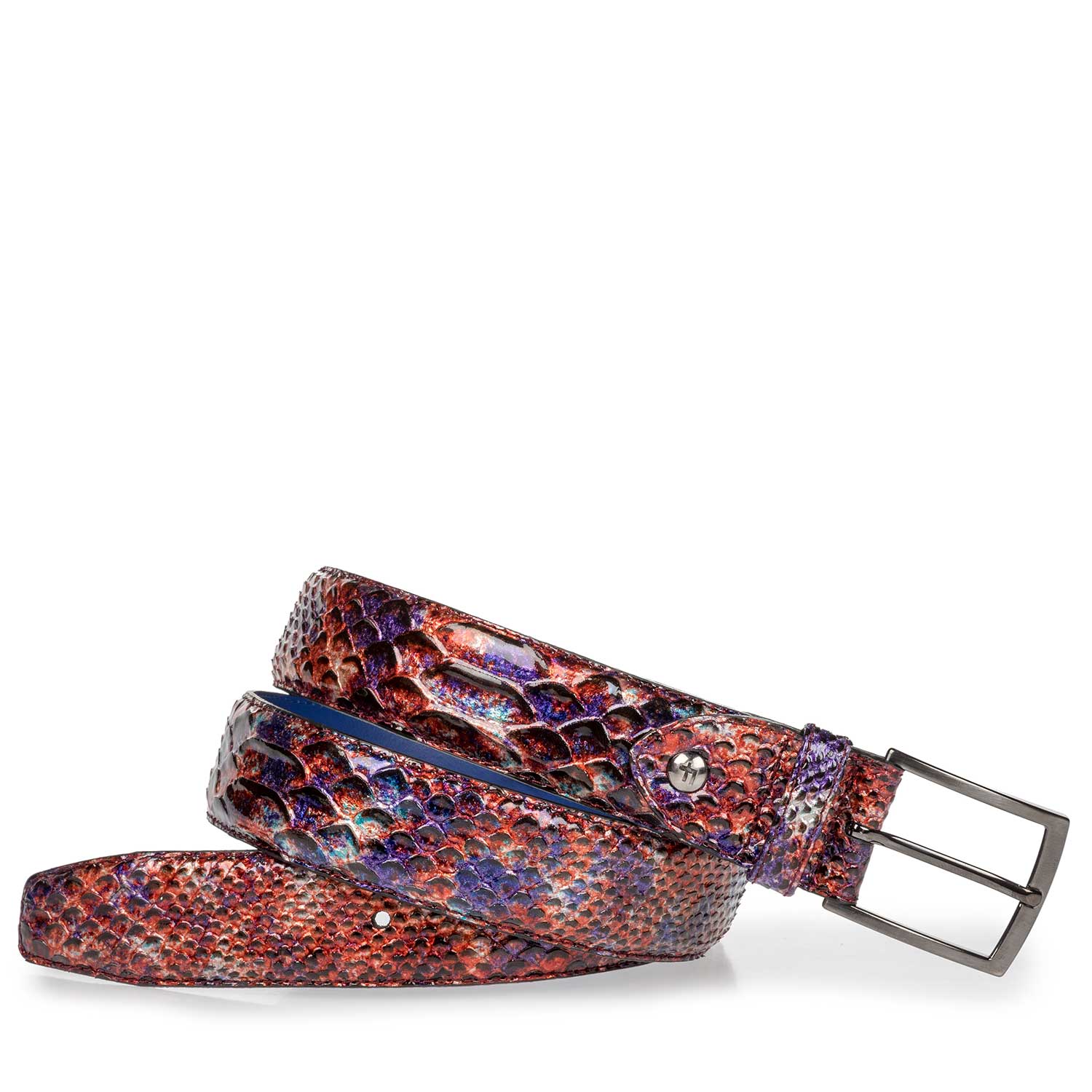 75200/65 - Rode lakleren riem met snakeprint 75200/65 - Rode lakleren riem met snakeprint