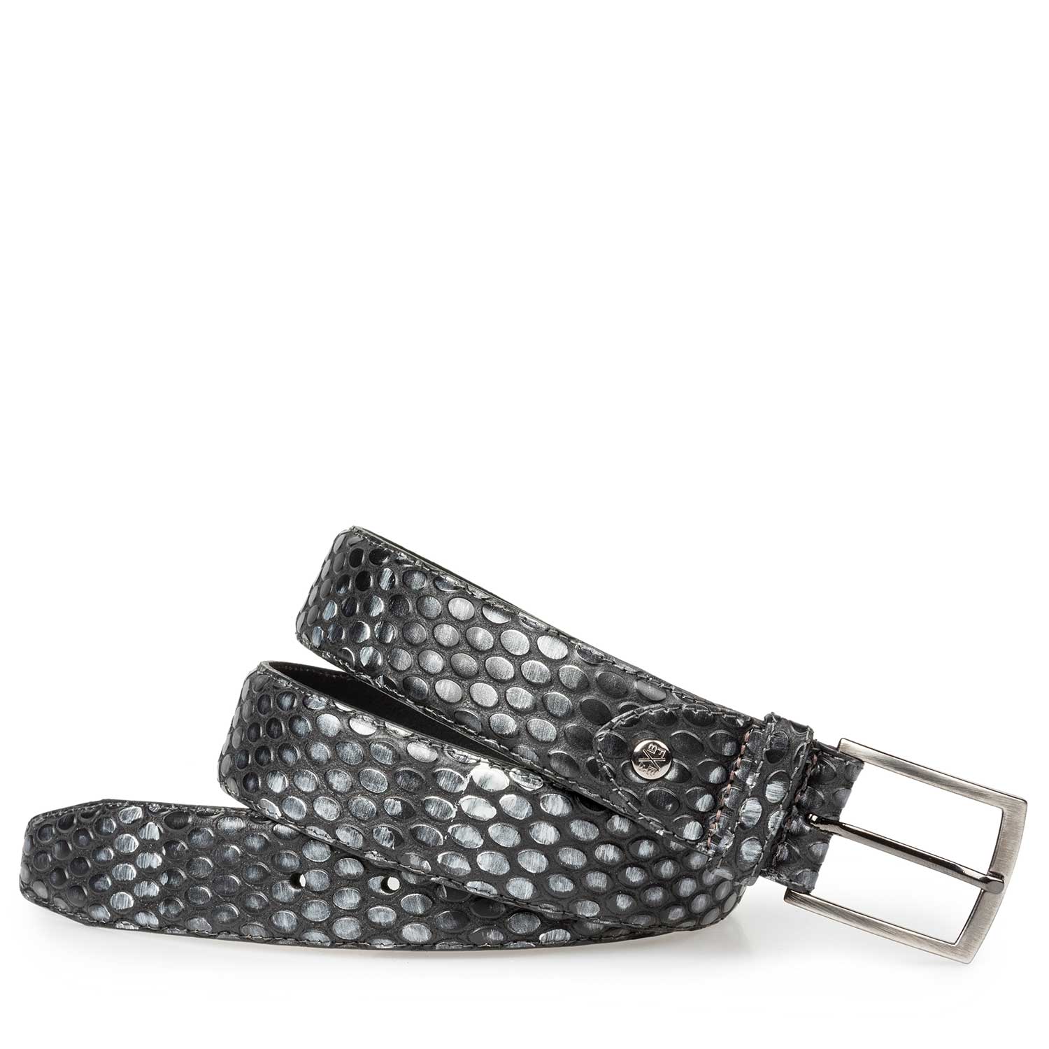 75190/13 - Silver-coloured leather belt with coffee bean print 75190/13 - Silver-coloured leather belt with coffee bean print