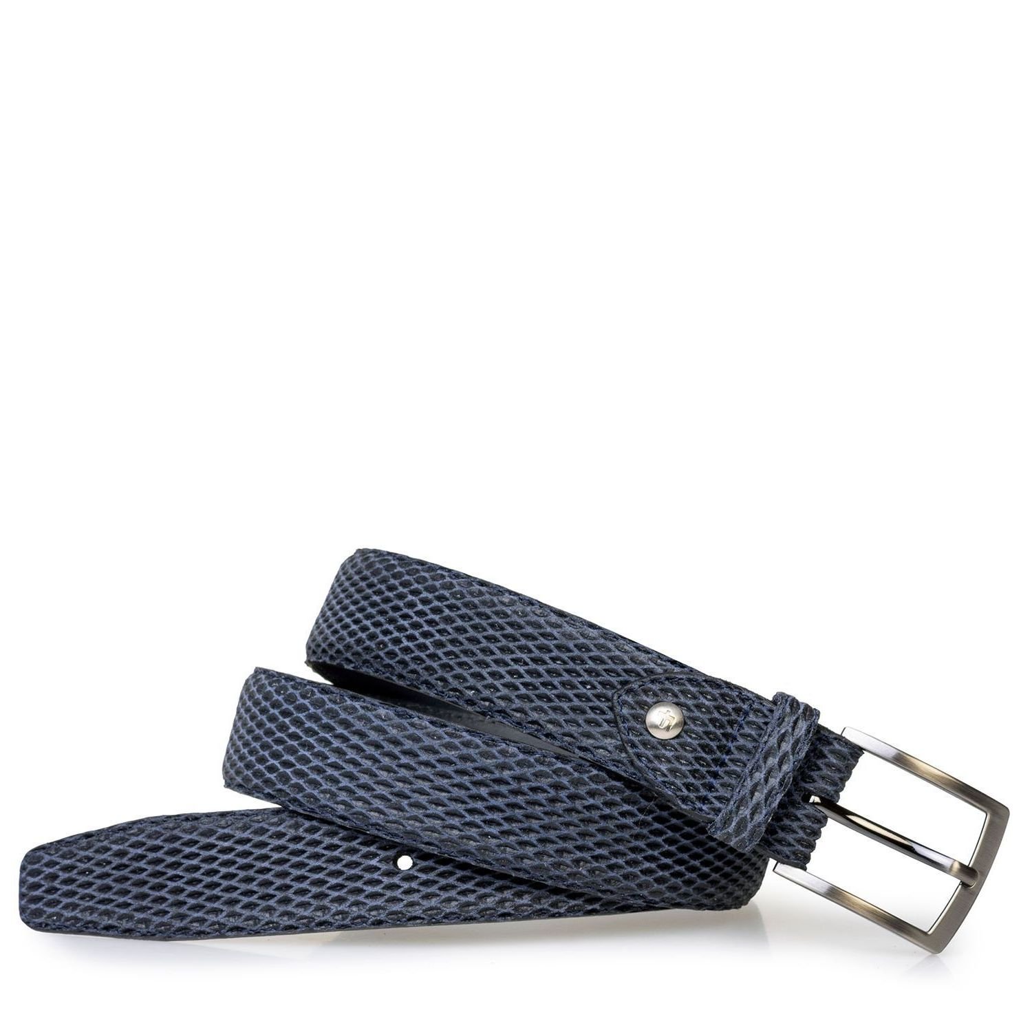 75205/26 - Riem geprint suède blauw 75205/26 - Riem geprint suède blauw