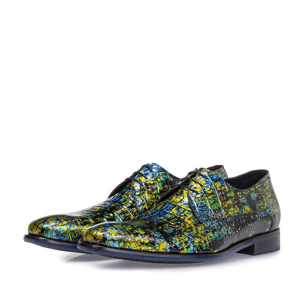 18102/06 - Lace shoe printed leather yellow 18102/06 - Lace shoe printed leather yellow