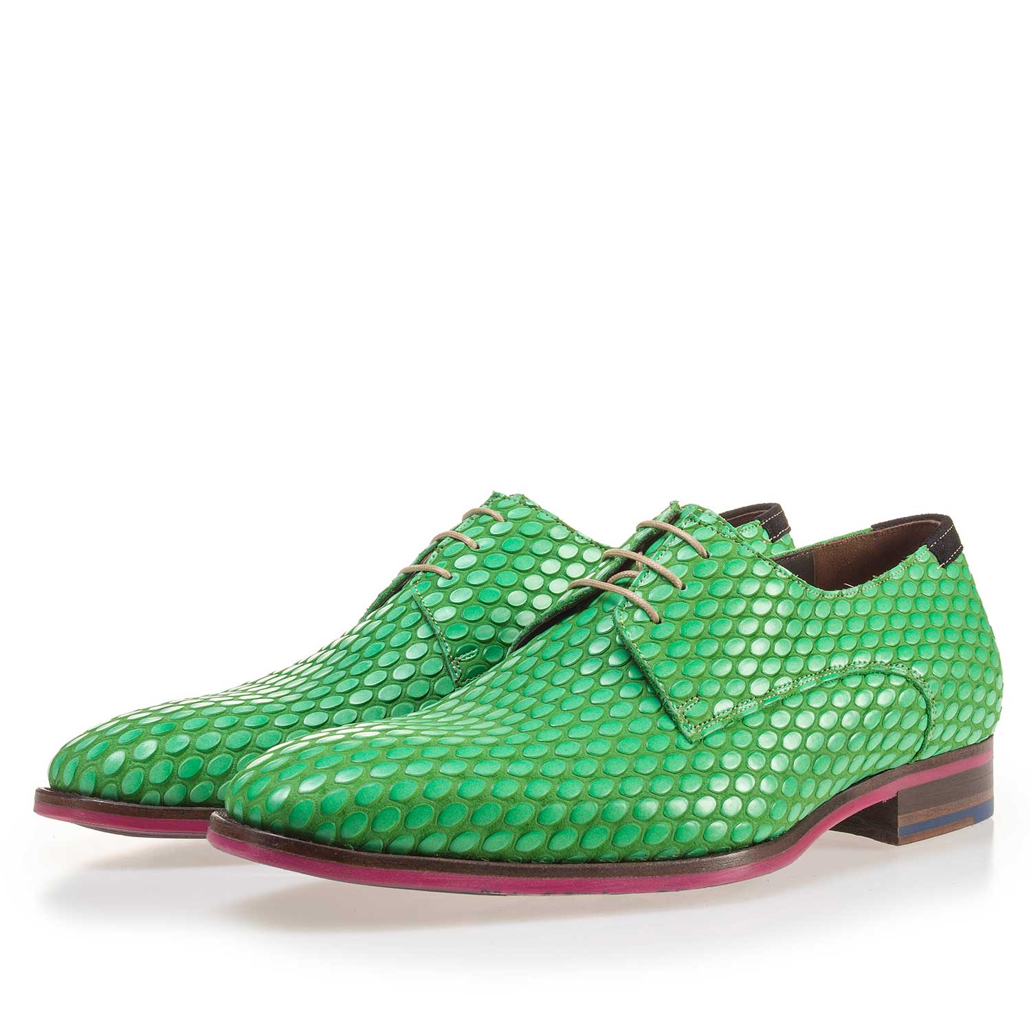 14157/00 - Premium groene veterschoen van leer 14157/00 - Premium groene veterschoen van leer