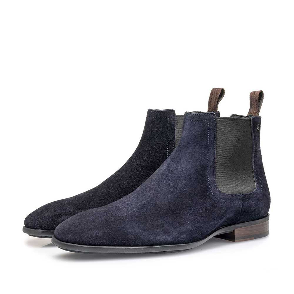 10342/01 - Dark blue waxed suede leather Chelsea boot 10342/01 - Dark blue waxed suede leather Chelsea boot