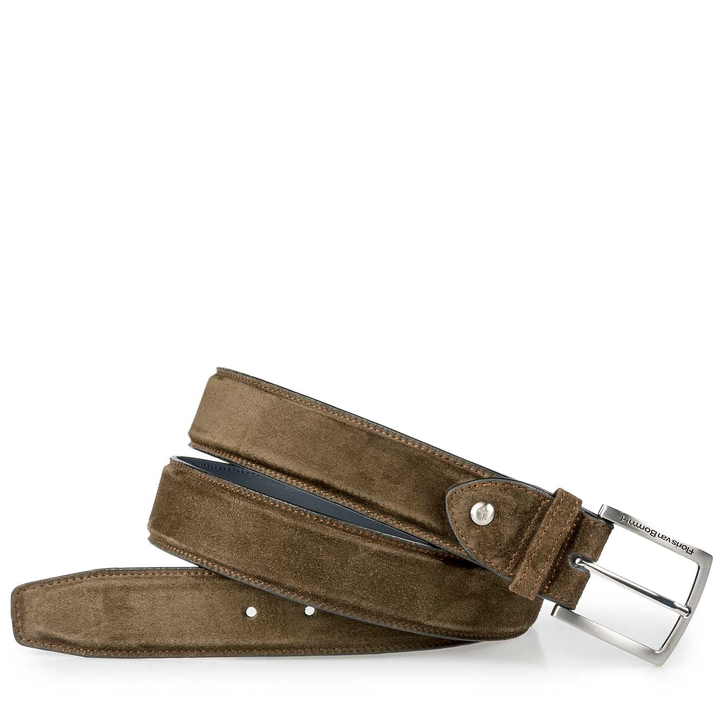75189/09 - Olive green calf suede leather belt 75189/09 - Olive green calf suede leather belt