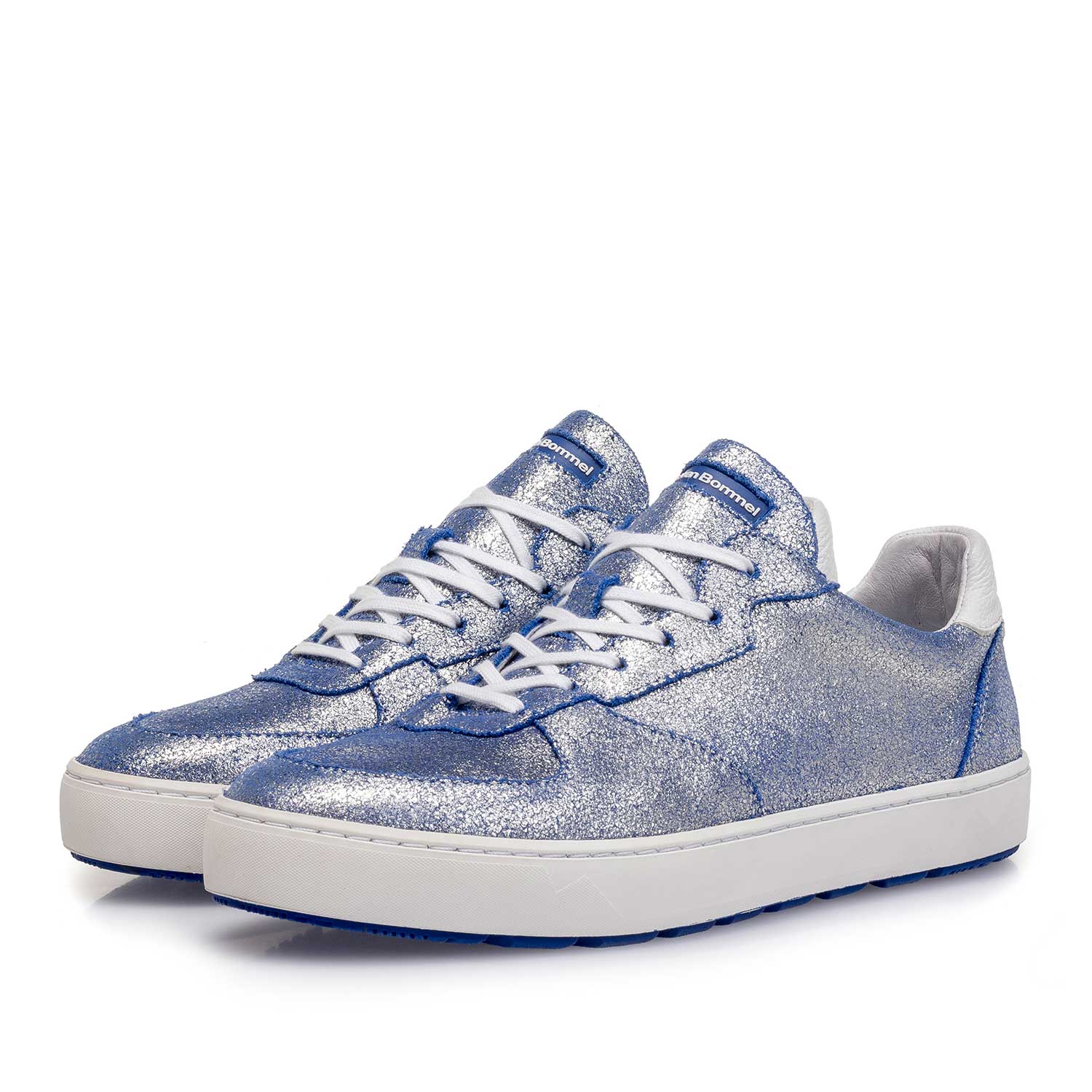85272/17 - Zilveren metallic leren sneaker met changeant effect 85272/17 - Zilveren metallic leren sneaker met changeant effect