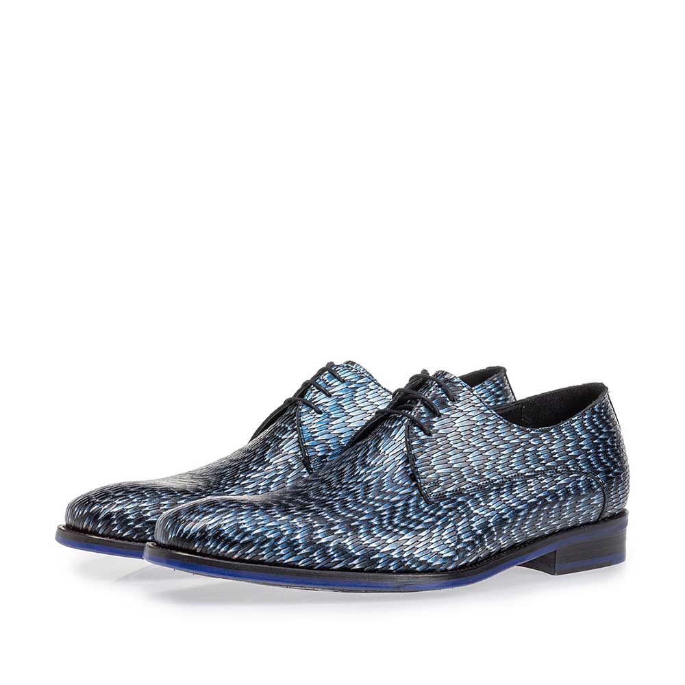 18159/25 - Veterschoen metallic blauw 18159/25 - Veterschoen metallic blauw