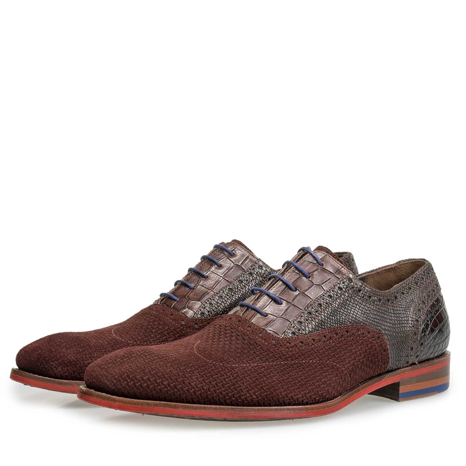 19114/26 - Bordeauxrode brogue veterschoen 19114/26 - Bordeauxrode brogue veterschoen