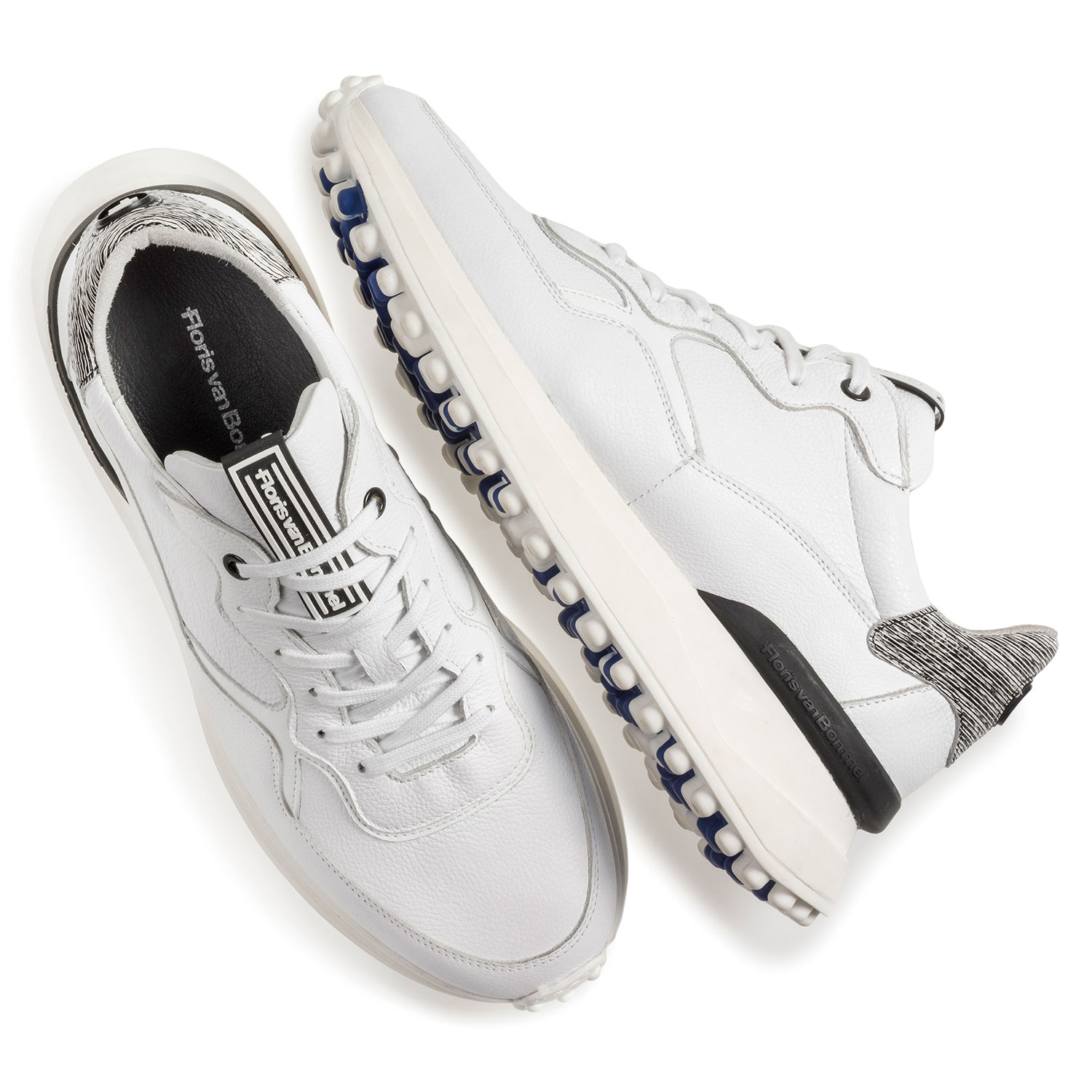 16301/14 - Witte kalfsleren sneaker met structuur 16301/14 - Witte kalfsleren sneaker met structuur