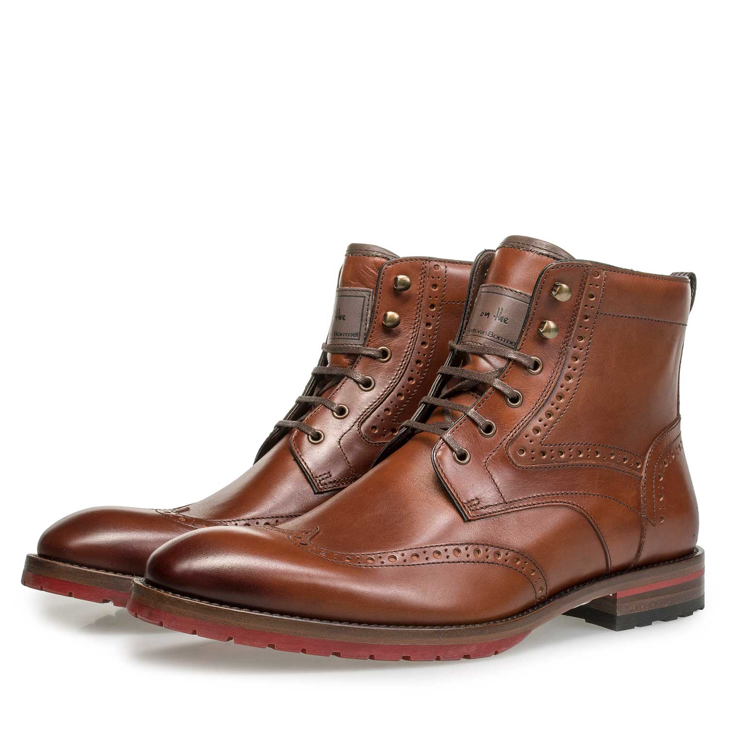 10295/03 - Cognac leren brogue veterboot 10295/03 - Cognac leren brogue veterboot