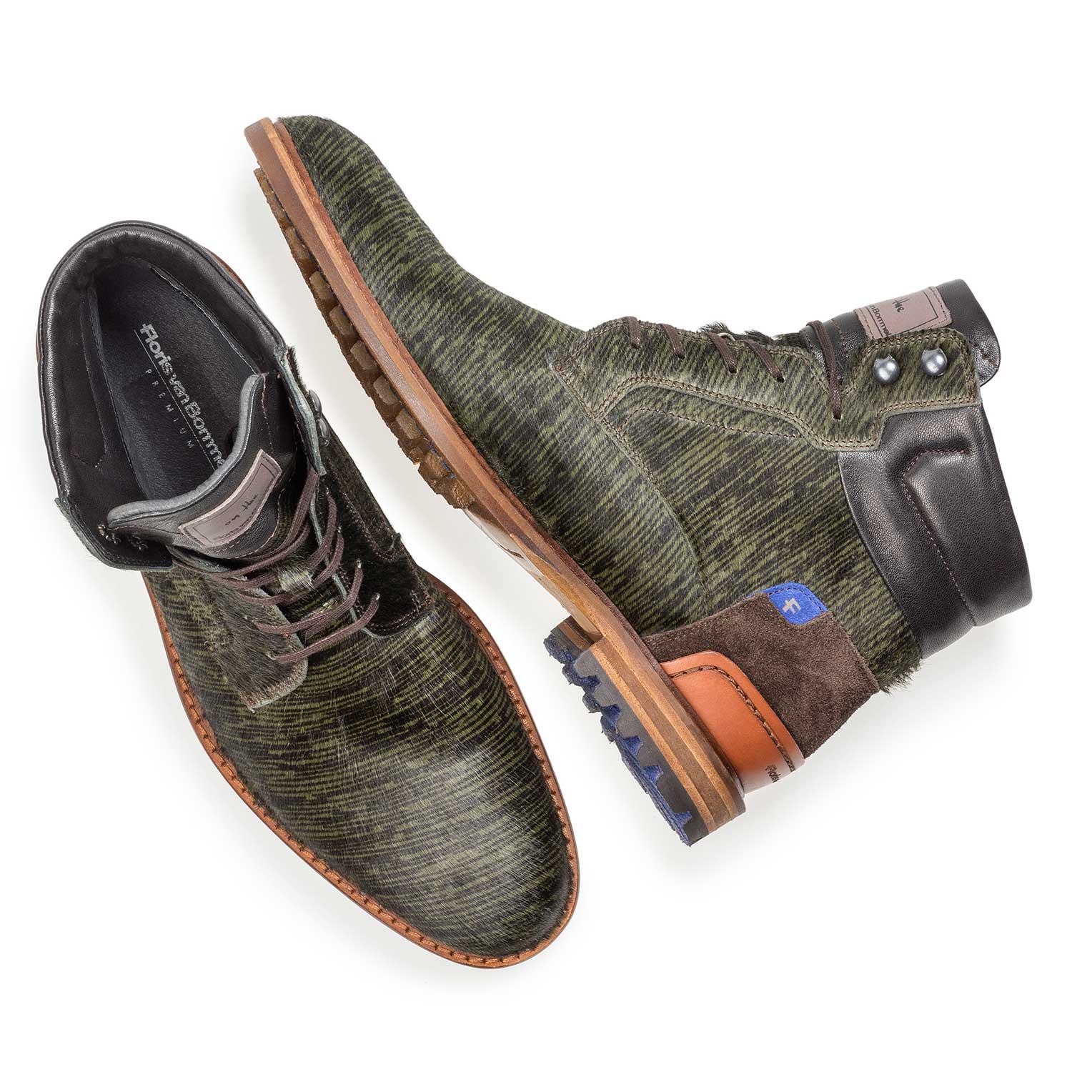 10641/00 - Premium donkergroene pony veterboot met print 10641/00 - Premium donkergroene pony veterboot met print
