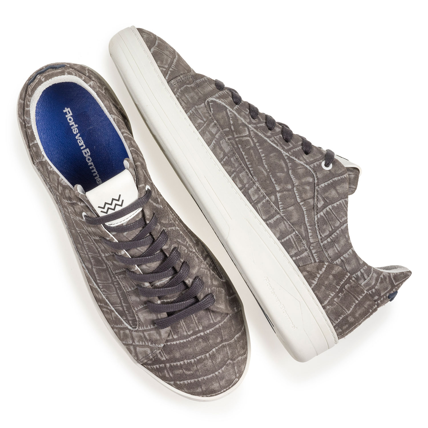 13265/06 - Donkergrijze sneaker met crocoprint 13265/06 - Donkergrijze sneaker met crocoprint