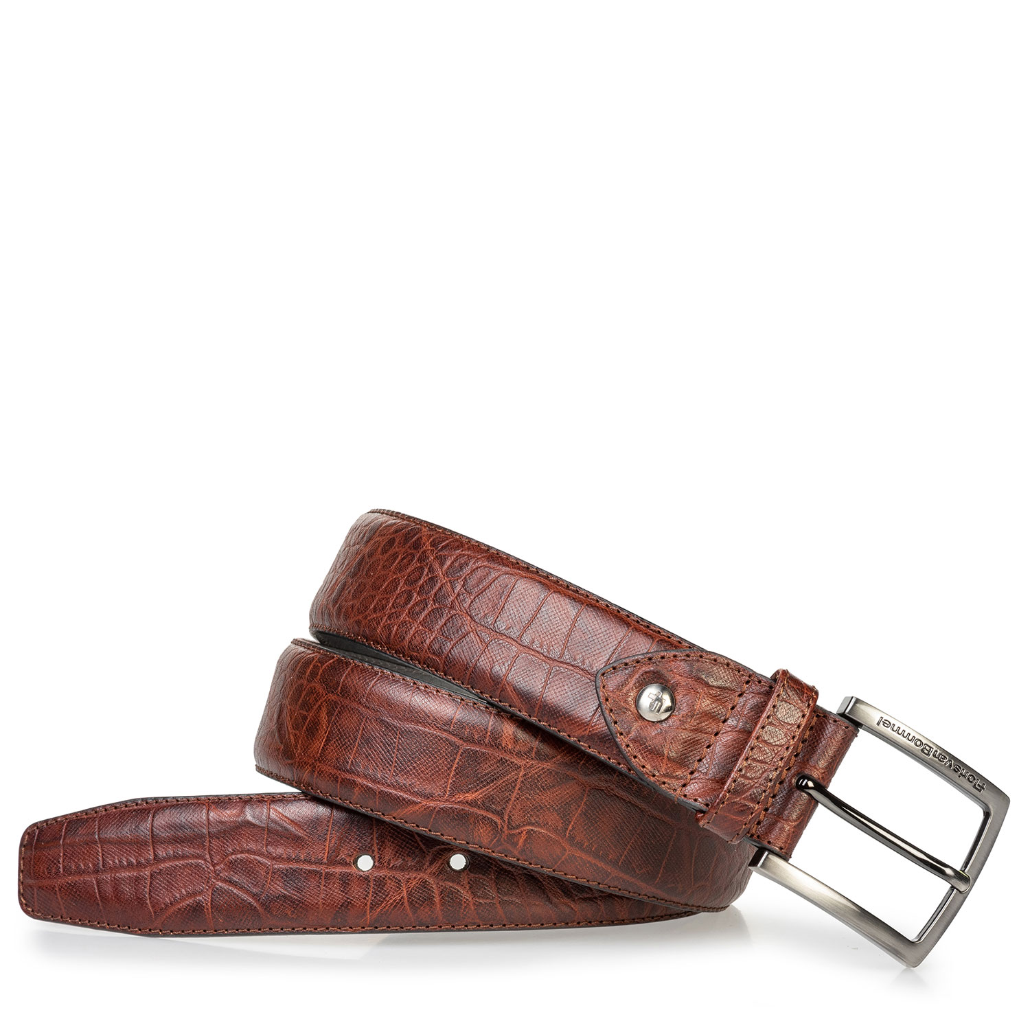75202/67 - Leather belt croco print cognac 75202/67 - Leather belt croco print cognac