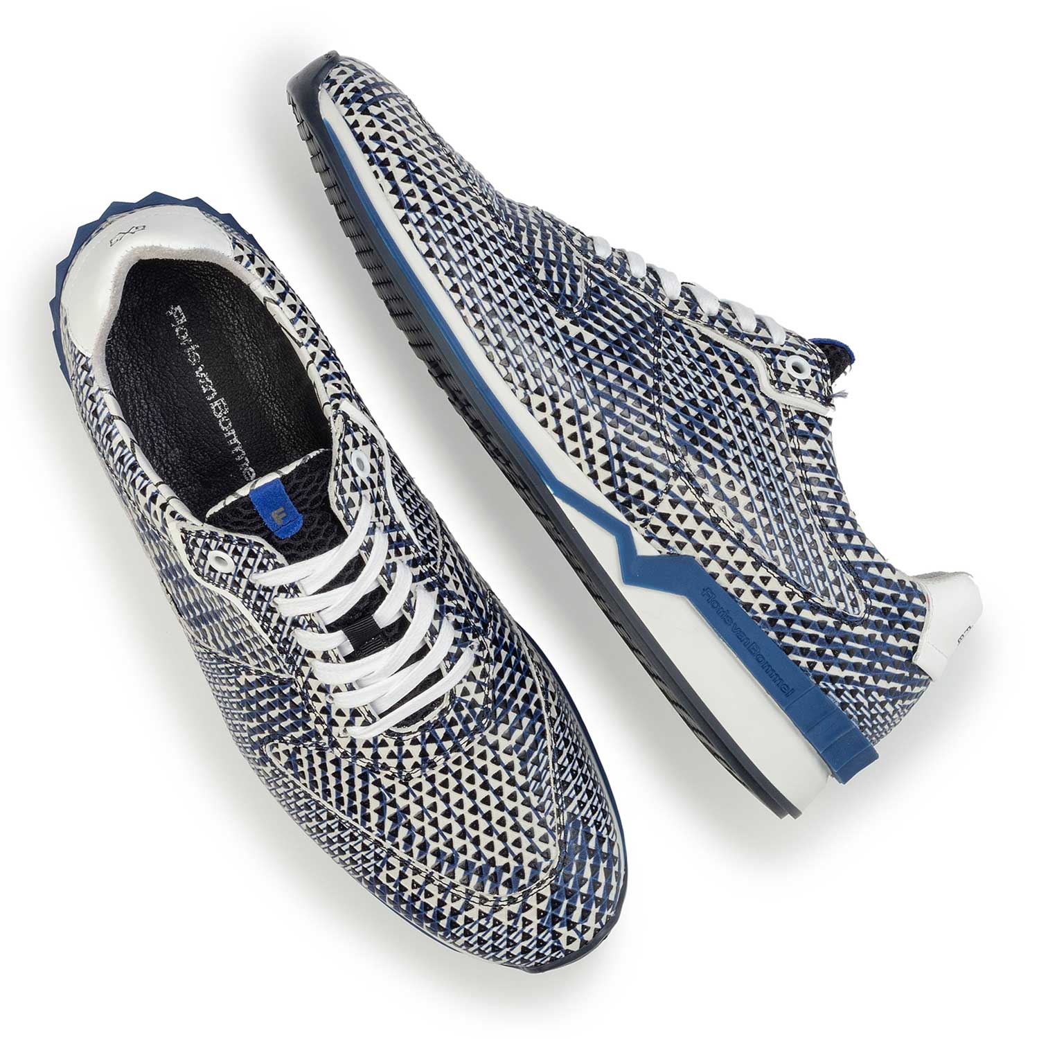 16225/02 - Blue/white patterned leather sneaker 16225/02 - Blue/white patterned leather sneaker
