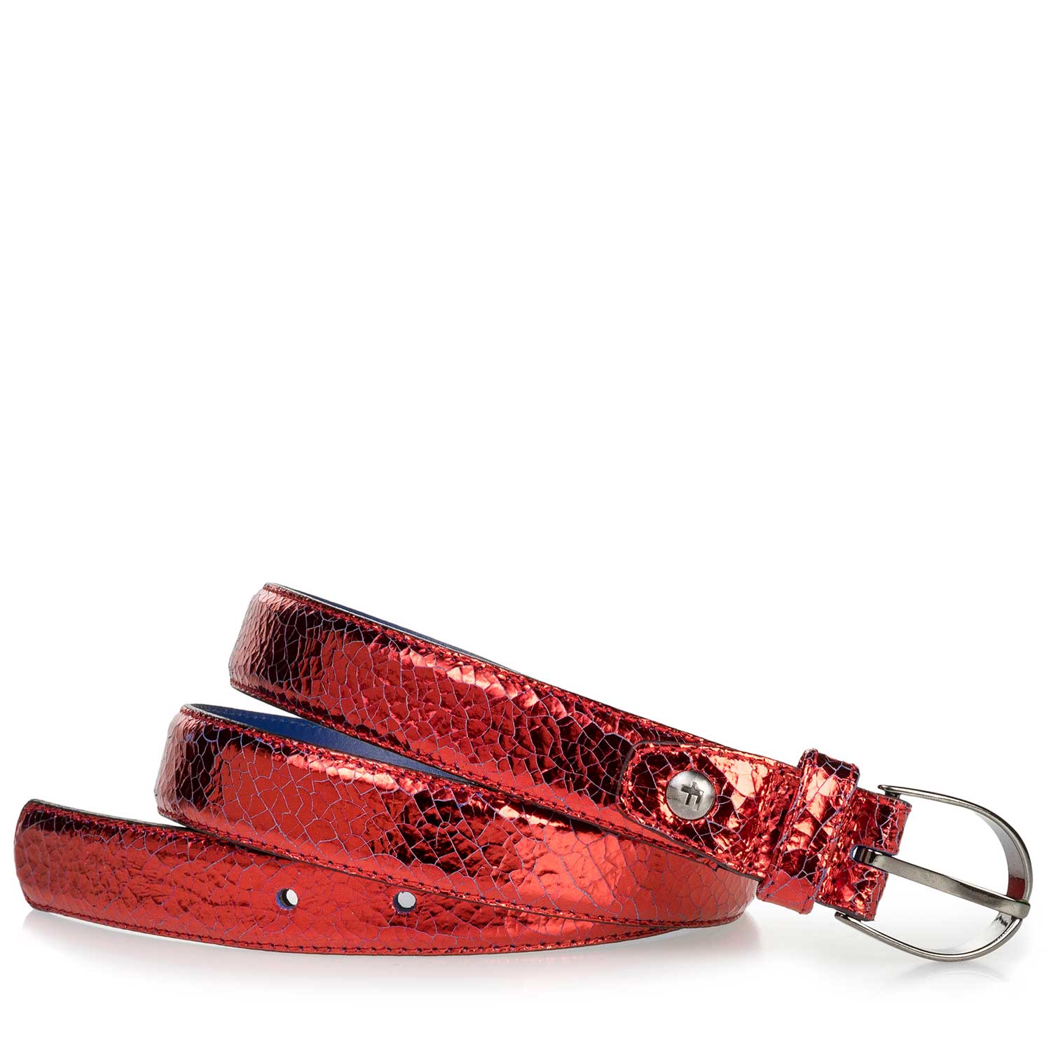 75813/40 - Rode metallic leren riem 75813/40 - Rode metallic leren riem