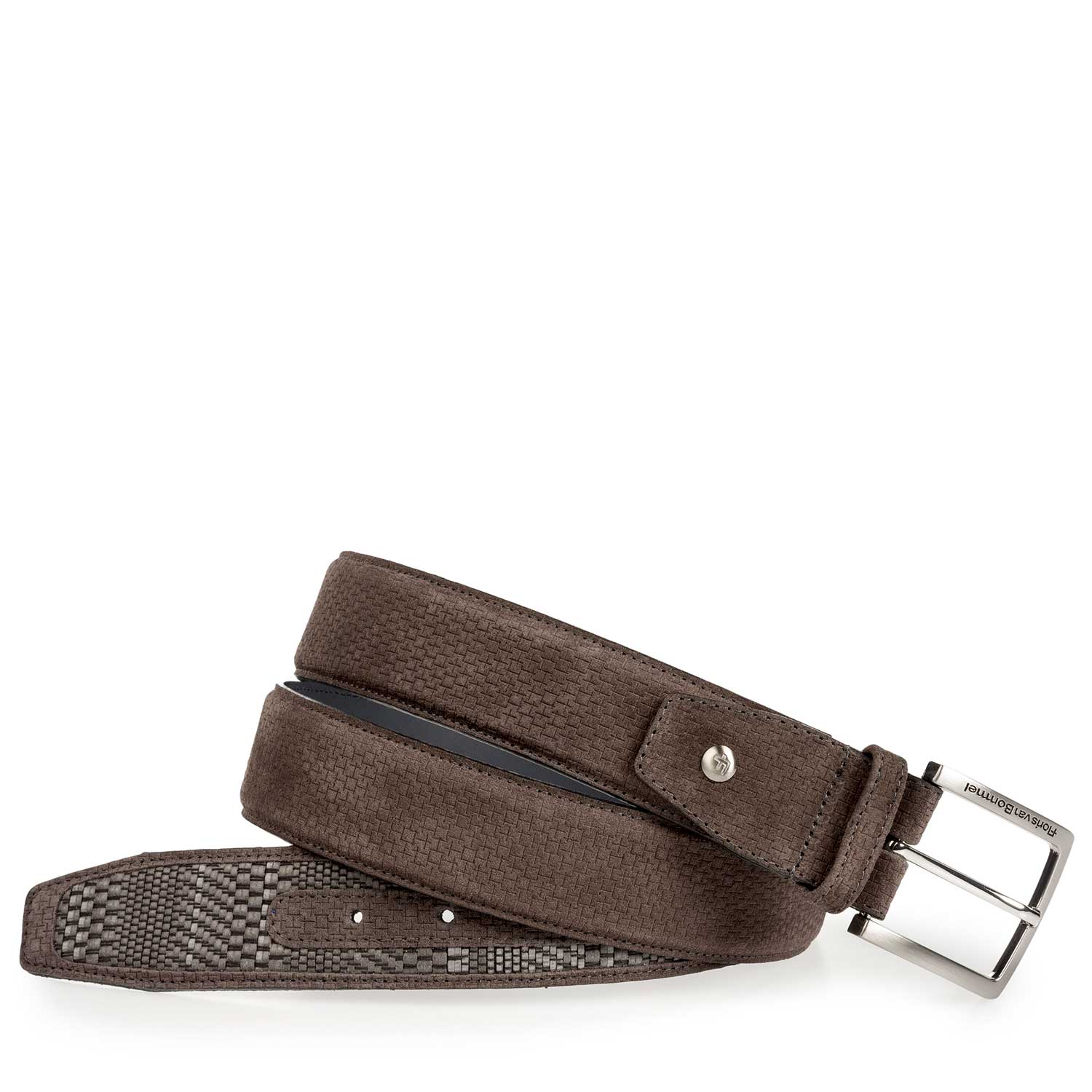 75159/13 - Grey suede leather belt with a braided pattern 75159/13 - Grey suede leather belt with a braided pattern