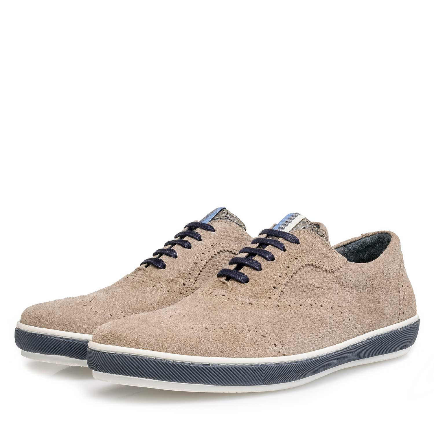19036/42 - Taupe-coloured suede leather brogue shoe 19036/42 - Taupe-coloured suede leather brogue shoe