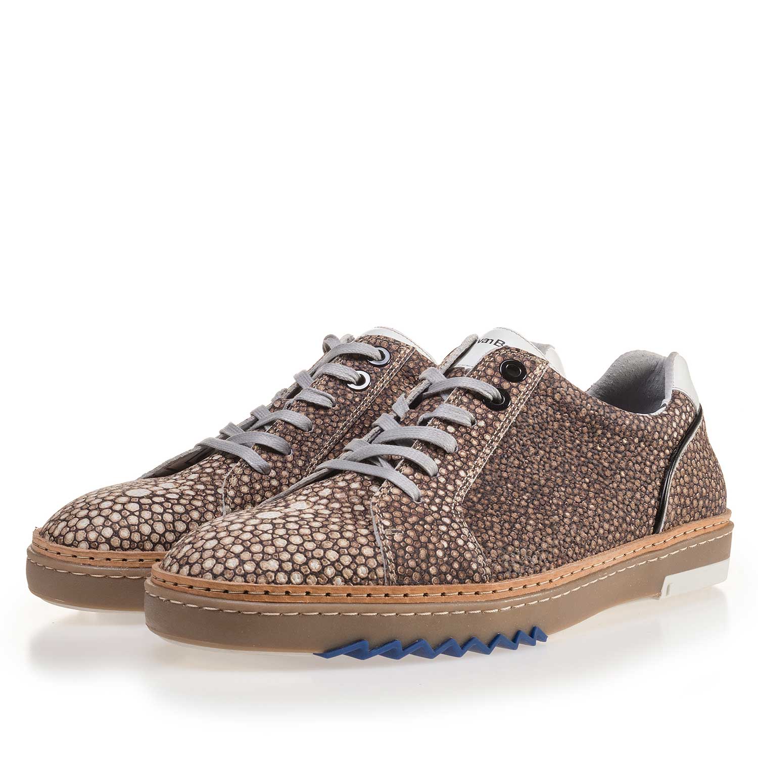 14057/03 - Bruine leren sneaker met dessin 14057/03 - Bruine leren sneaker met dessin