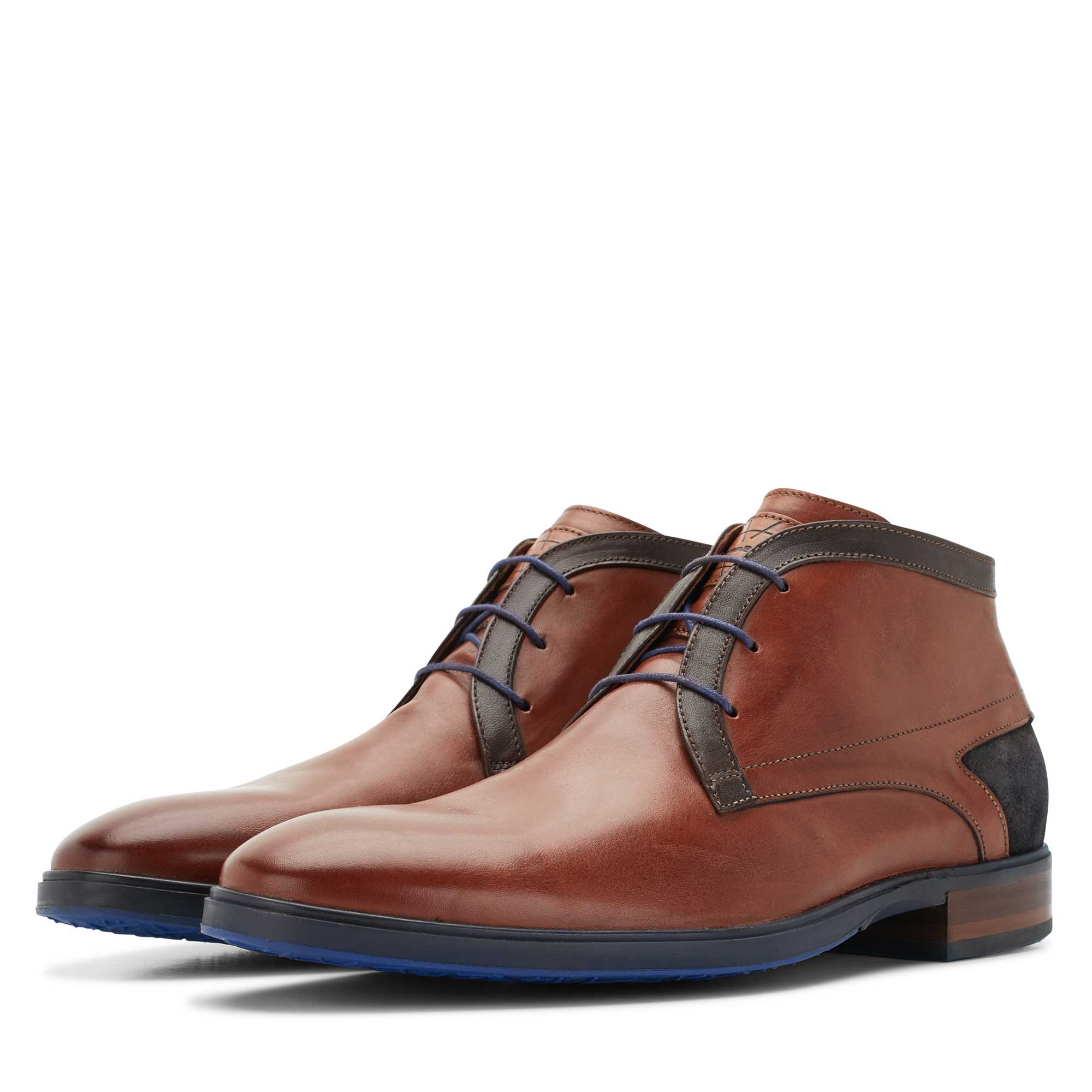 10876/14 - Floris van Bommel cognac leren heren veterboot 10876/14 - Floris van Bommel cognac leren heren veterboot