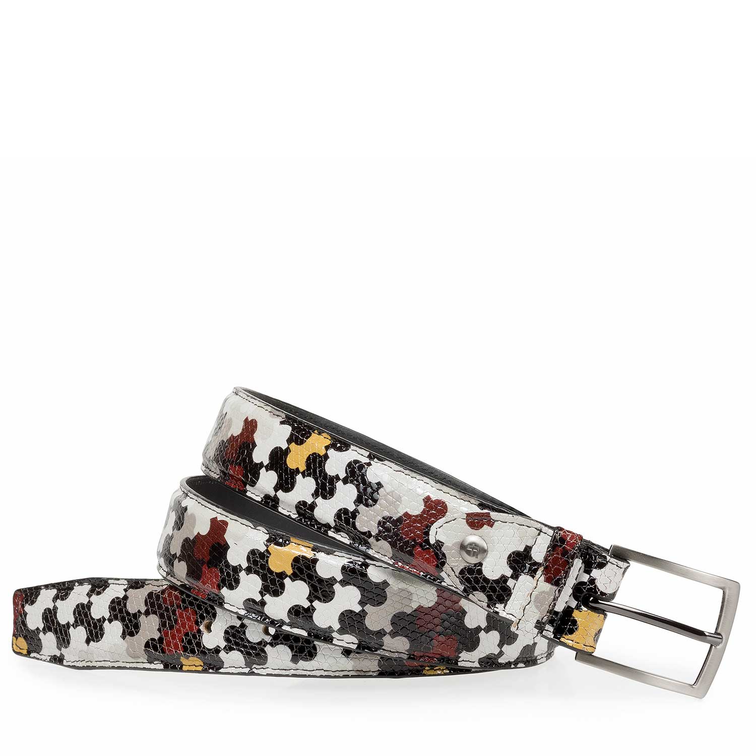 75200/12 - Multicolor kalfsleren riem met print 75200/12 - Multicolor kalfsleren riem met print