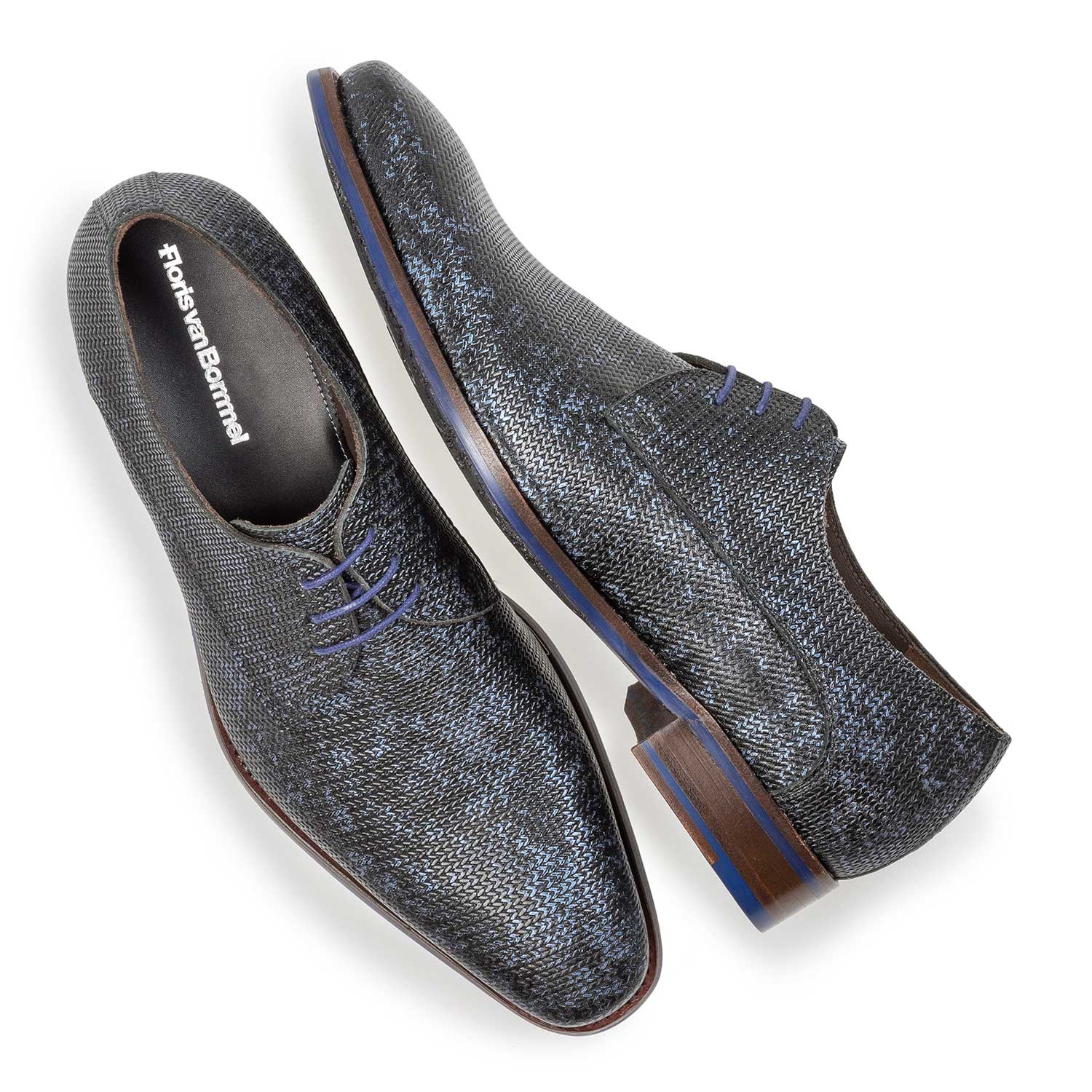 18159/01 - Dark blue leather lace shoe with metallic print 18159/01 - Dark blue leather lace shoe with metallic print