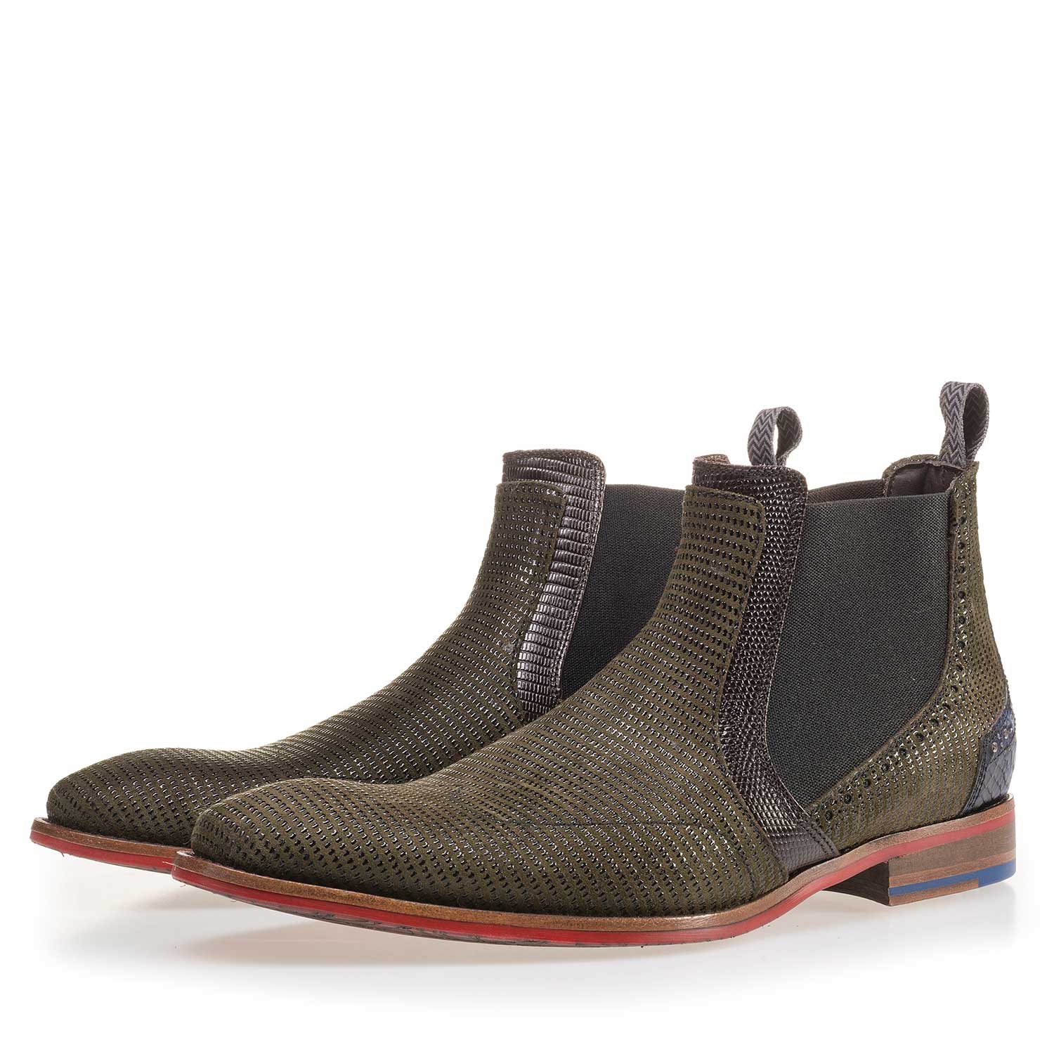 10455/02 - Olijfgroene chelsea boot van suède 10455/02 - Olijfgroene chelsea boot van suède