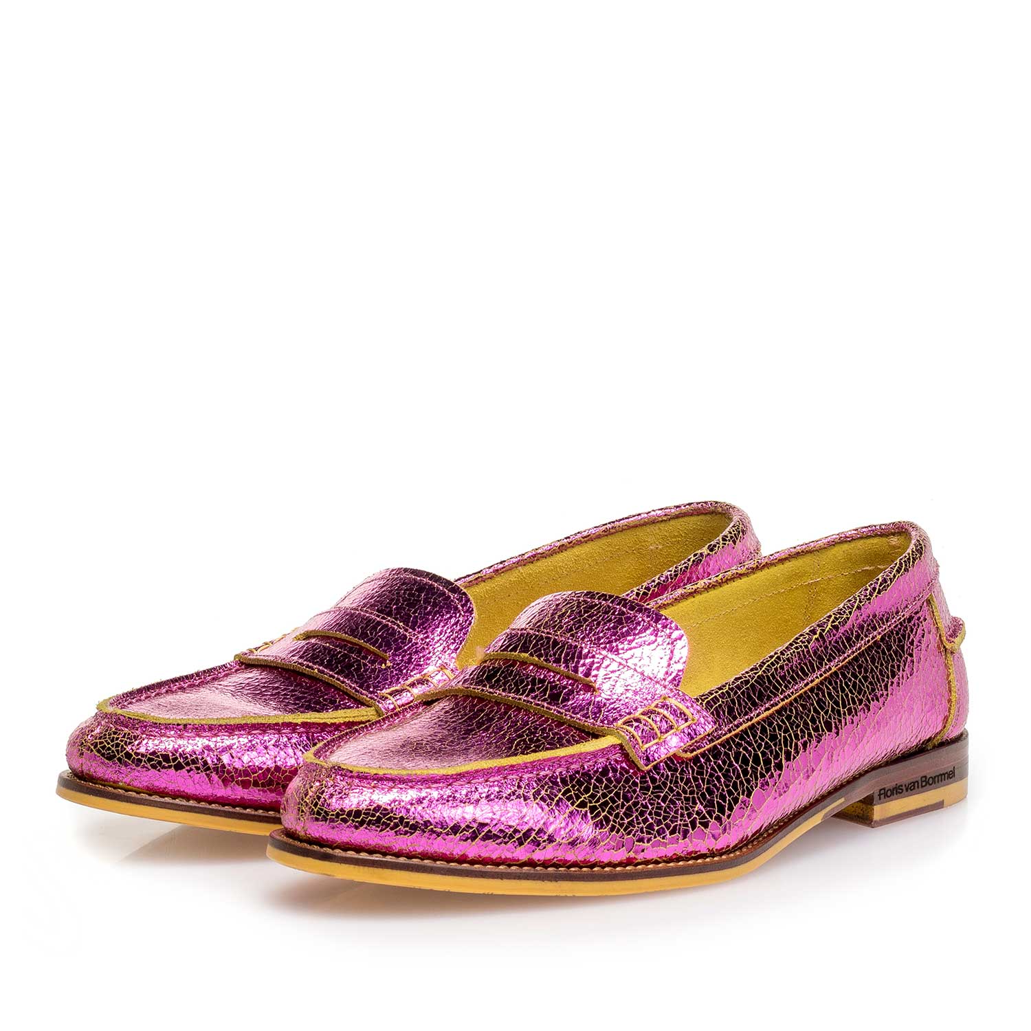 85409/10 - Roze metallic leren loafer met craquelé effect 85409/10 - Roze metallic leren loafer met craquelé effect