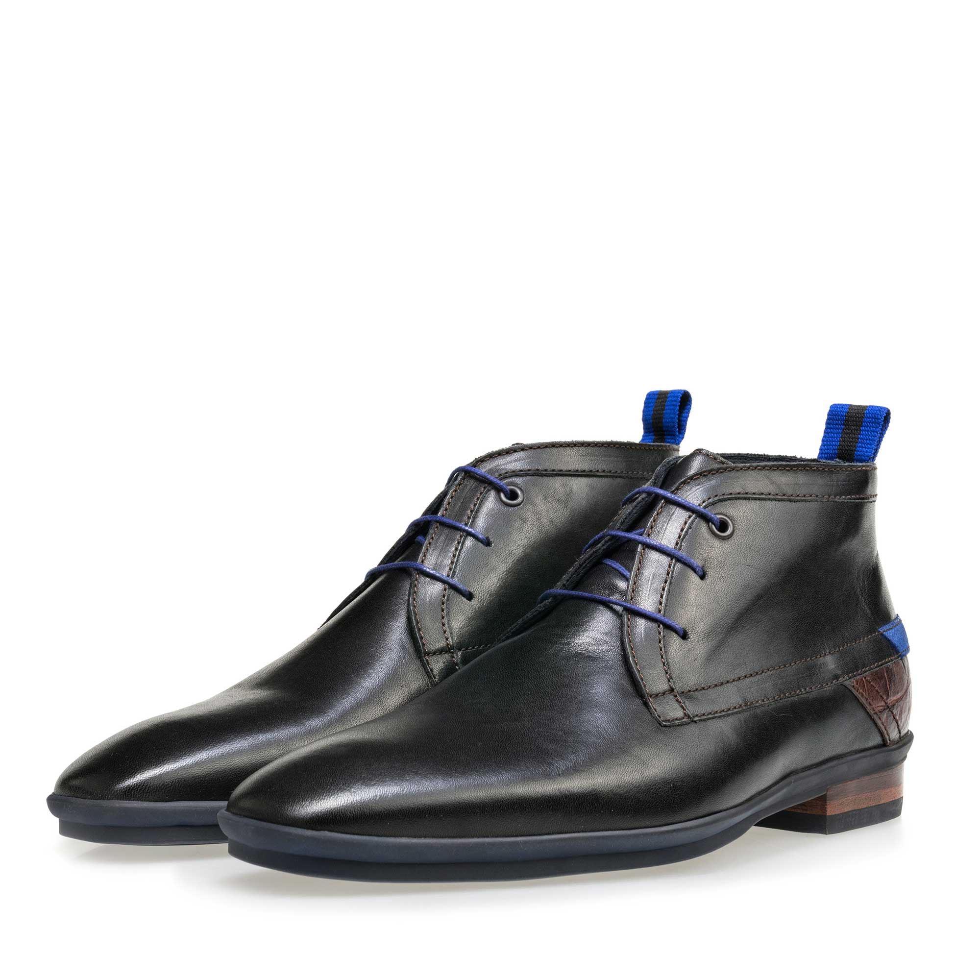 10334/30 - Floris van Bommel zwarte leren heren veterboot 10334/30 - Floris van Bommel zwarte leren heren veterboot