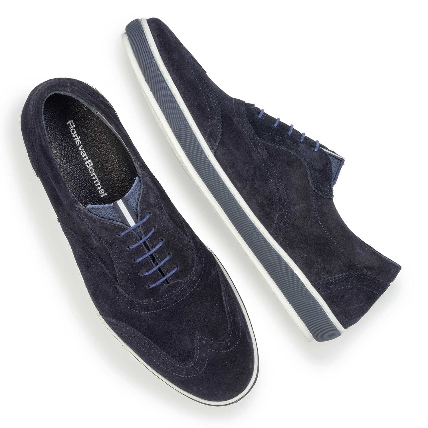 19036/39 - Donkerblauwe suède brogue sneaker 19036/39 - Donkerblauwe suède brogue sneaker