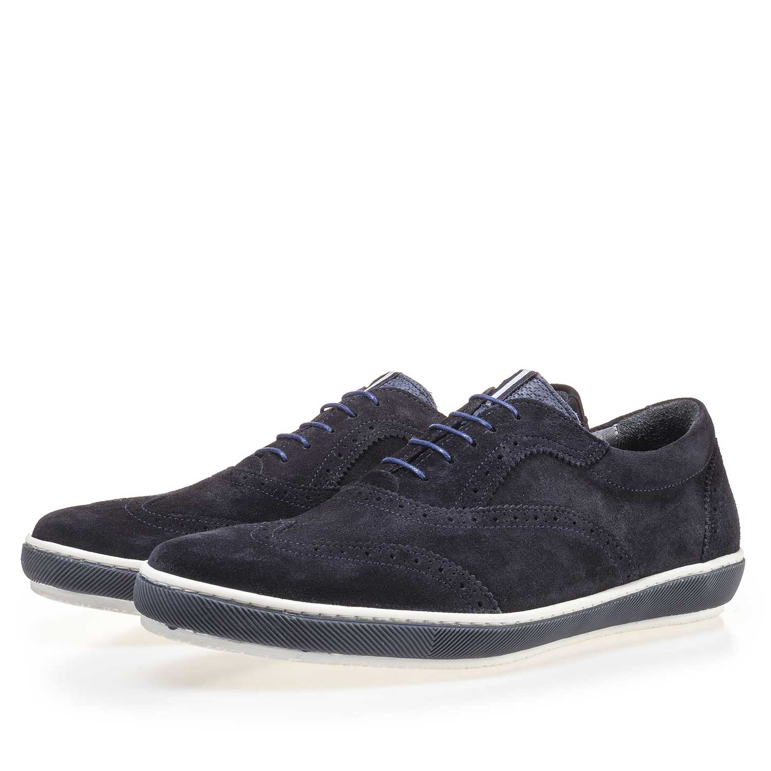 19036/39 - Donkerblauwe suède brogue sneaker 19036/39 - Donkerblauwe suède brogue sneaker