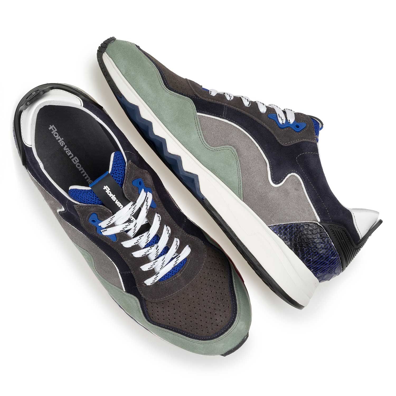 16092/04 - Suède sneaker groen/blauw 16092/04 - Suède sneaker groen/blauw