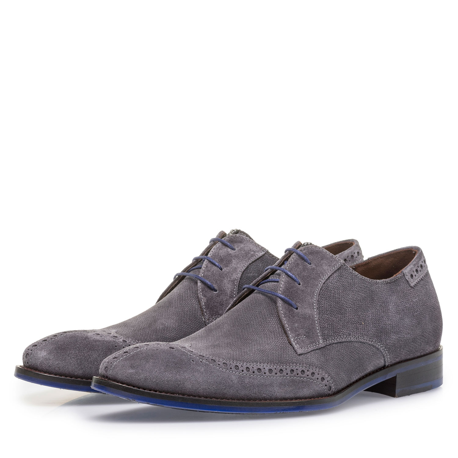 17122/00 - Dark grey suede leather lace shoe with print 17122/00 - Dark grey suede leather lace shoe with print