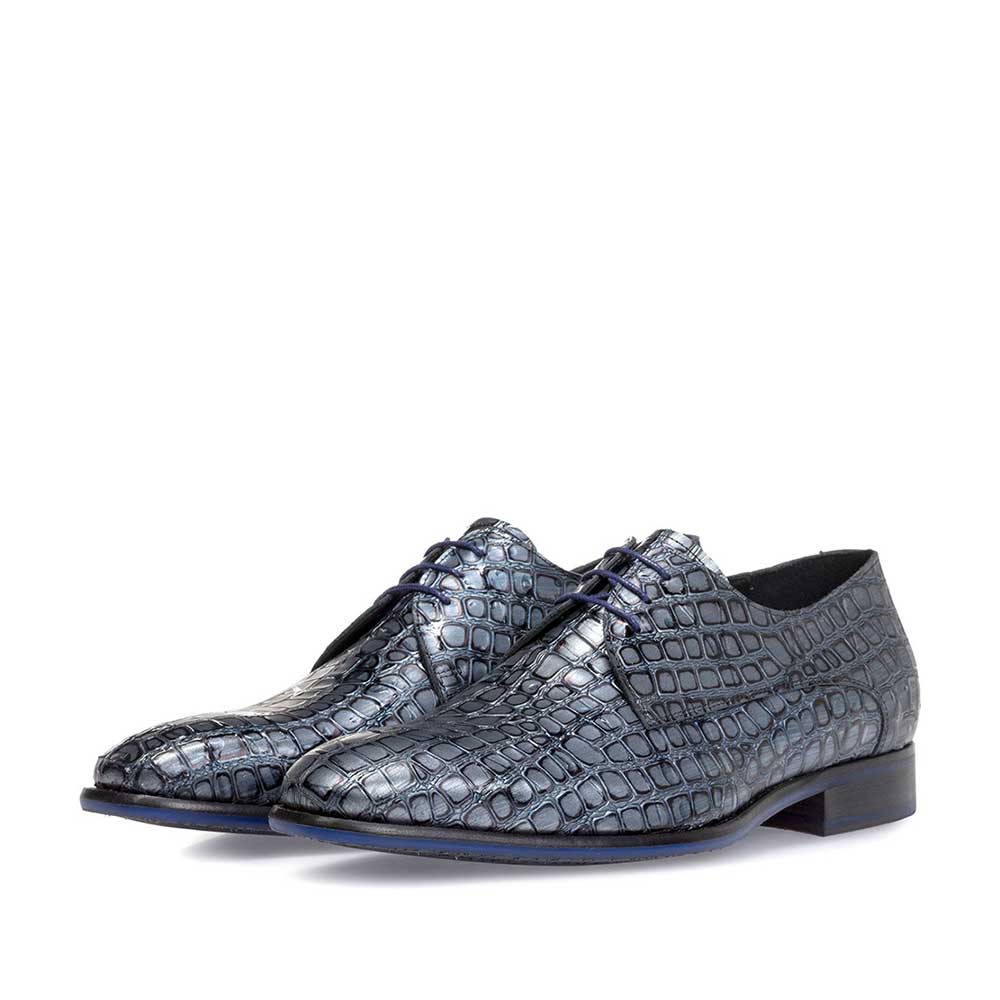 18268/02 - Veterschoen metallic blauw 18268/02 - Veterschoen metallic blauw
