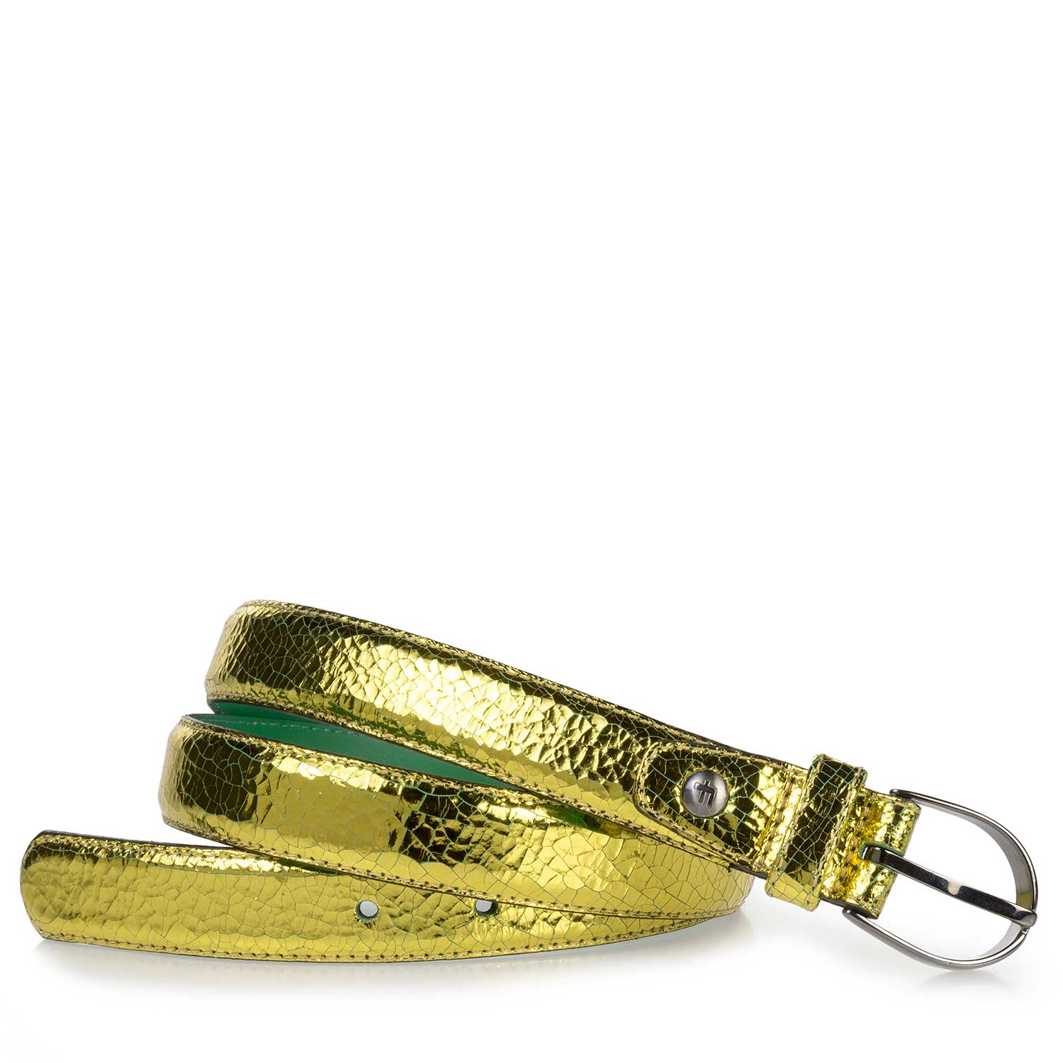 75813/39 - Gele metallic leren riem 75813/39 - Gele metallic leren riem