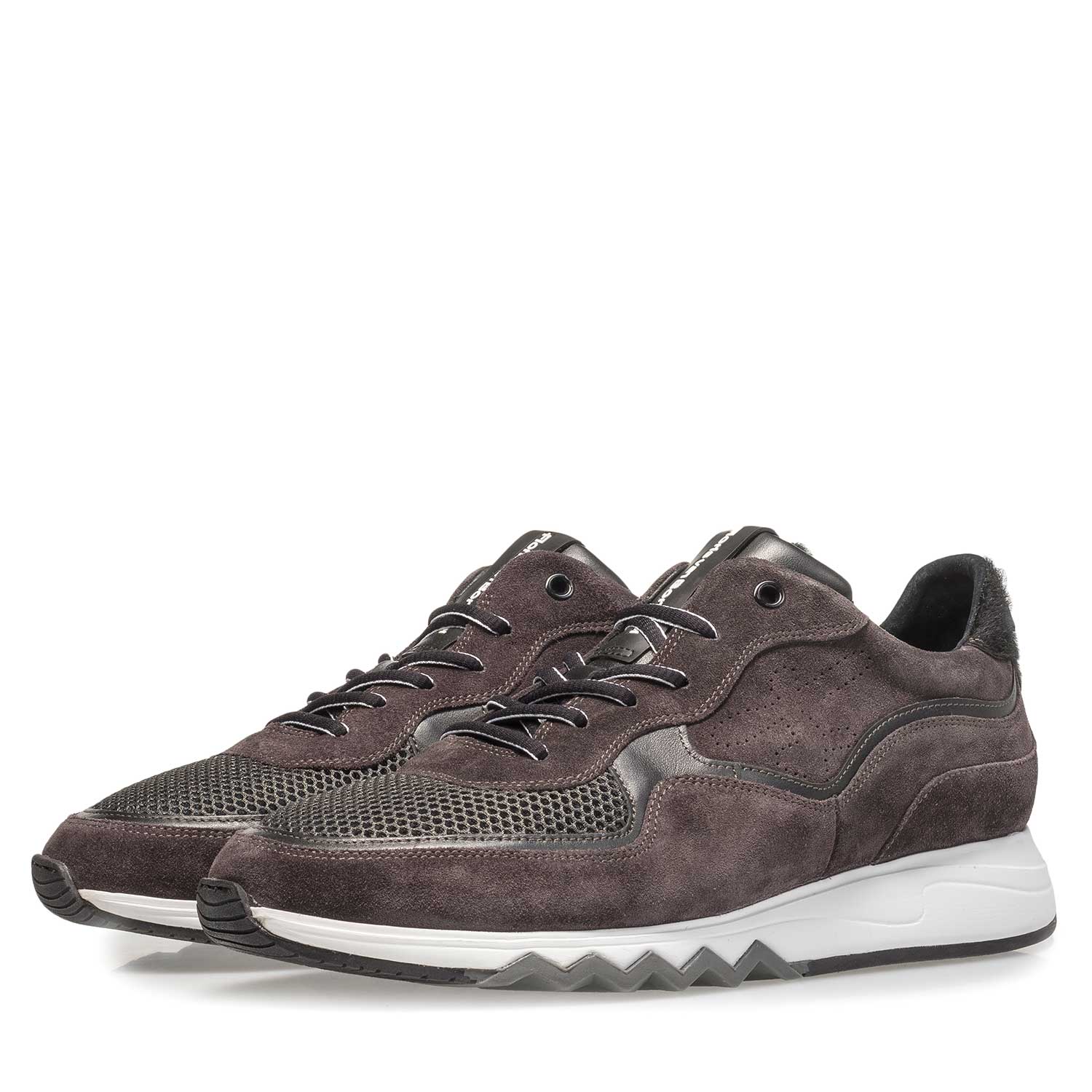 16093/16 - Antraciet/bruine suède sneaker 16093/16 - Antraciet/bruine suède sneaker