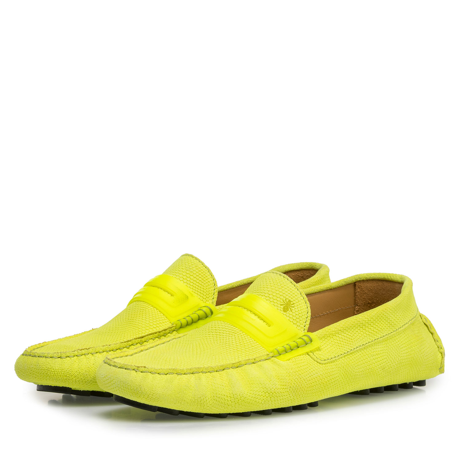 15215/01 - Premium leren mocassin fluor geel 15215/01 - Premium leren mocassin fluor geel