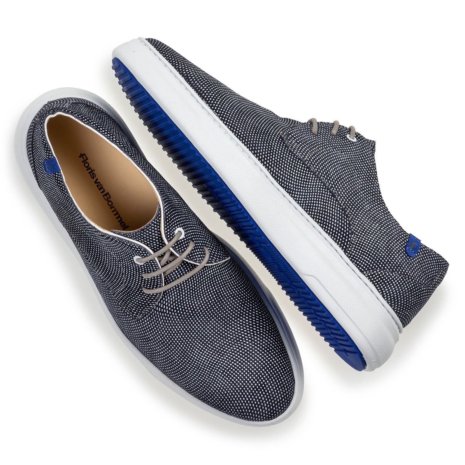 18400/16 - Sneaker geprint suède blauw 18400/16 - Sneaker geprint suède blauw