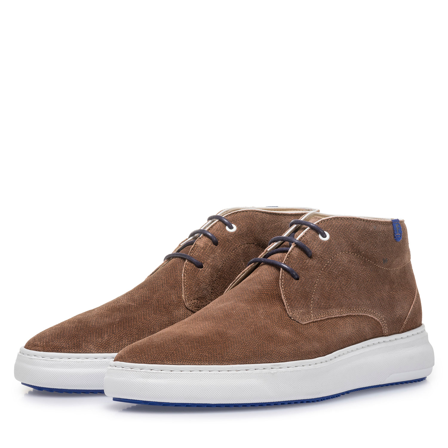 20400/00 - Suède veterboot cognac met print 20400/00 - Suède veterboot cognac met print
