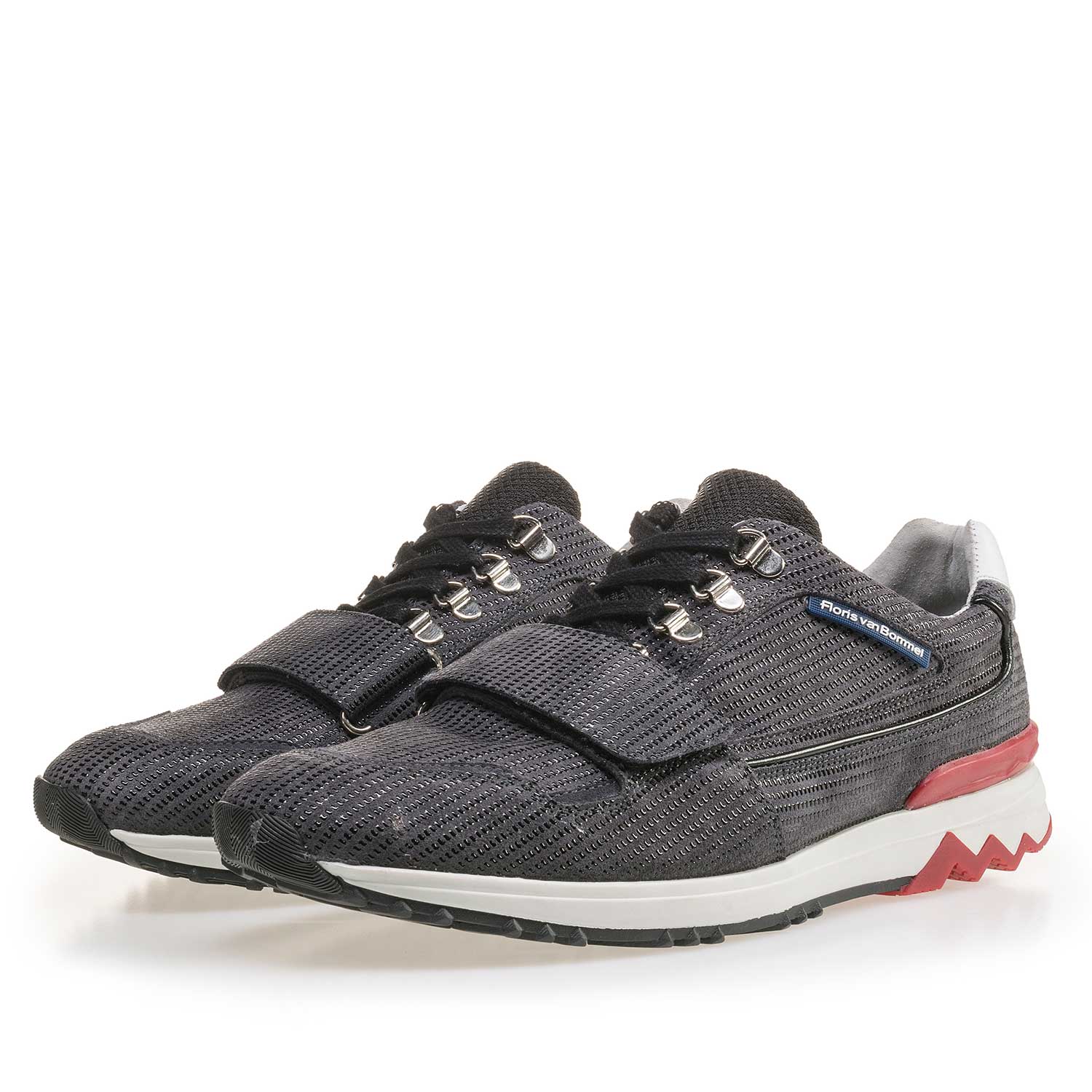 16221/02 - Premium dark grey suede leather sneaker with velcro fastening 16221/02 - Premium dark grey suede leather sneaker with velcro fastening