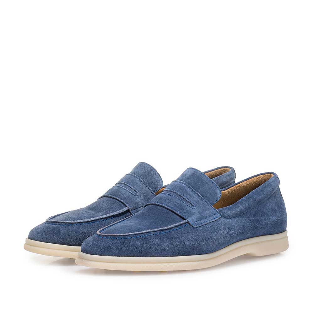 11205/04 - Blue suede leather loafer 11205/04 - Blue suede leather loafer