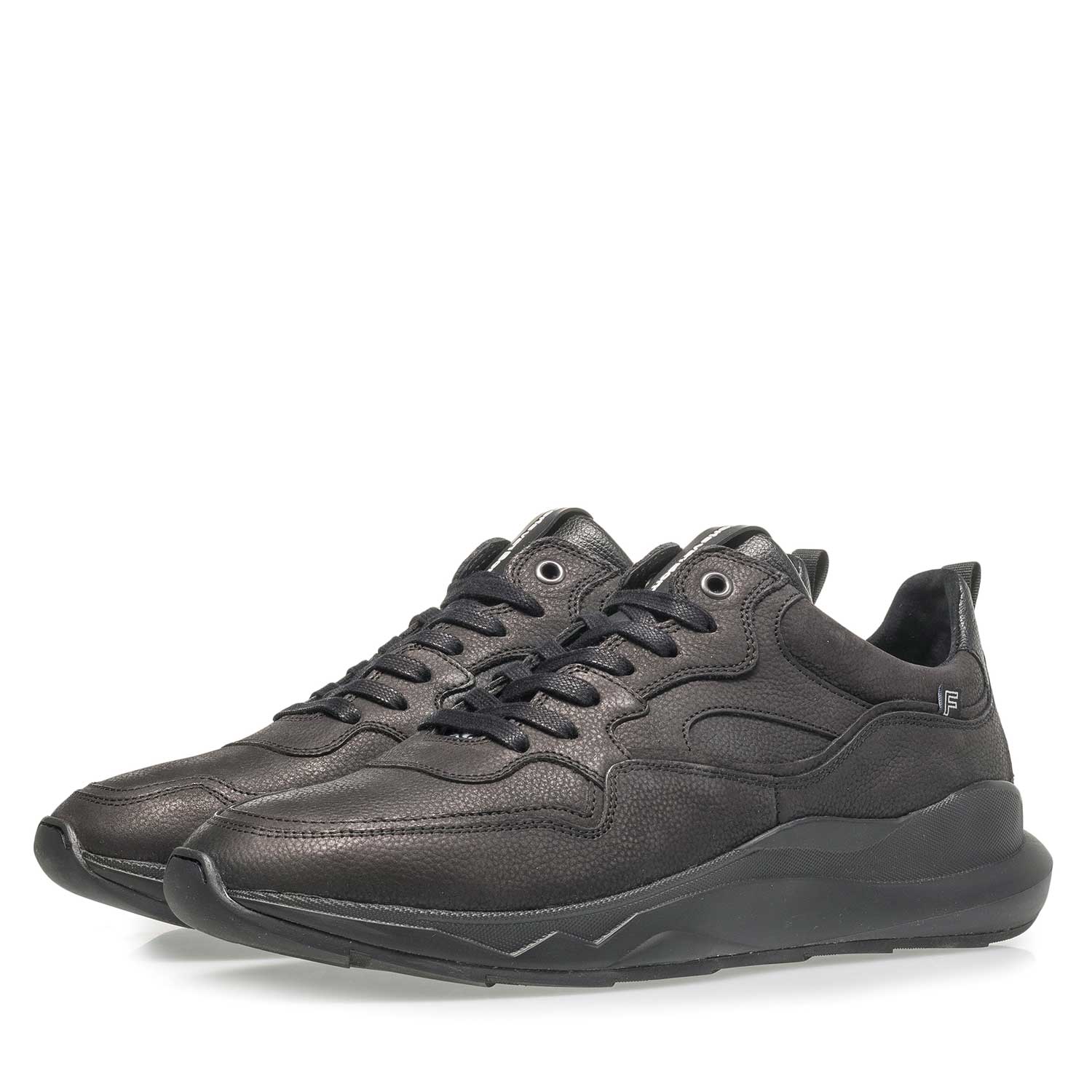16269/02 - Zwarte nubuckleren sneaker met lichte structuur 16269/02 - Zwarte nubuckleren sneaker met lichte structuur