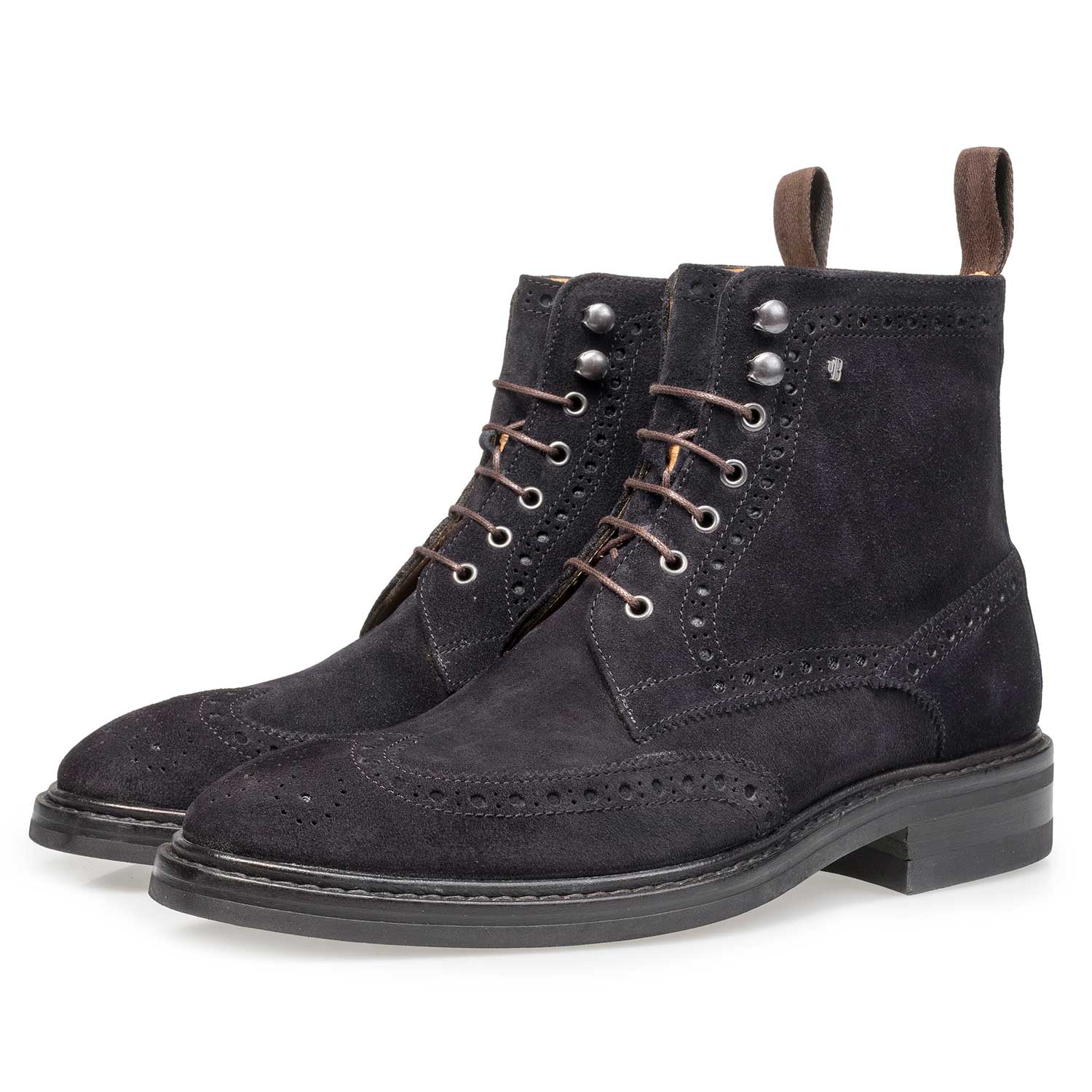 10165/01 - Blue suede leather brogue lace boot 10165/01 - Blue suede leather brogue lace boot