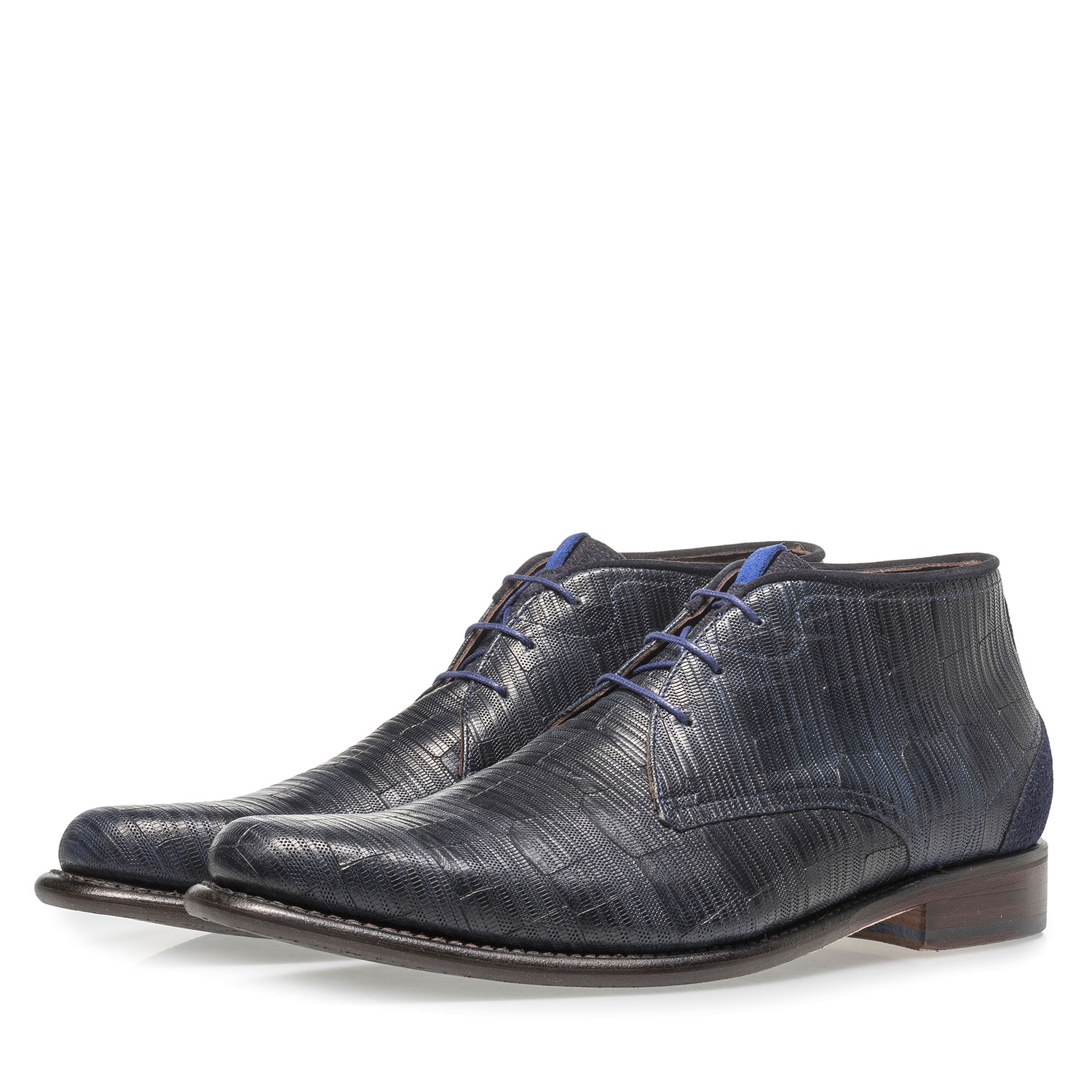 10634/02 - Blue leather lace boot with print 10634/02 - Blue leather lace boot with print