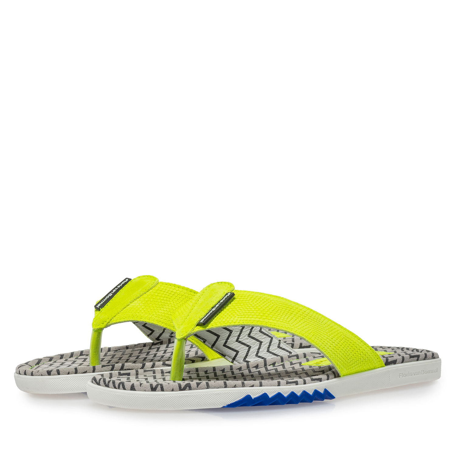 20201/18 - Gele suède teenslipper met print 20201/18 - Gele suède teenslipper met print