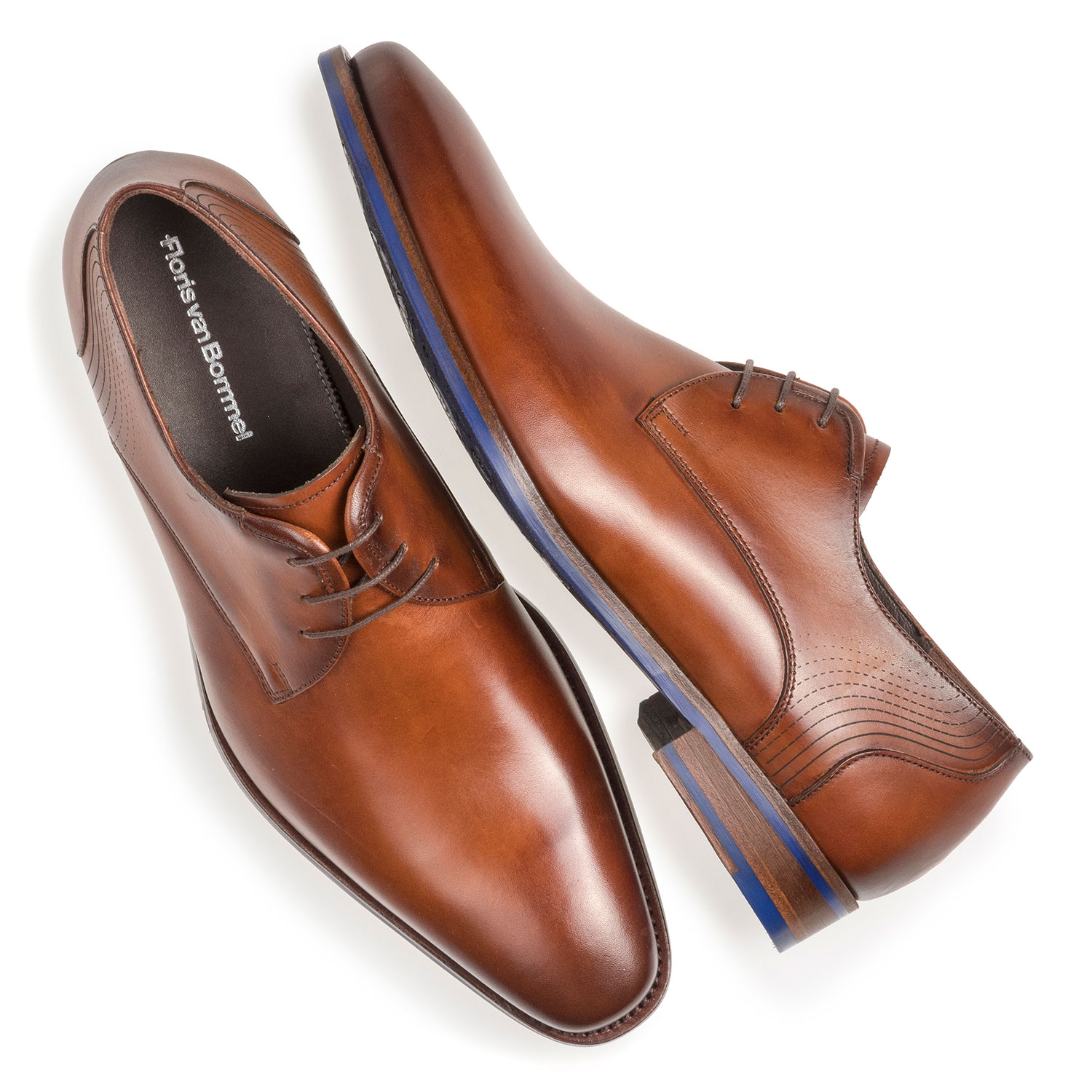 18493/00 - Dark cognac-coloured calf leather lace shoe 18493/00 - Dark cognac-coloured calf leather lace shoe