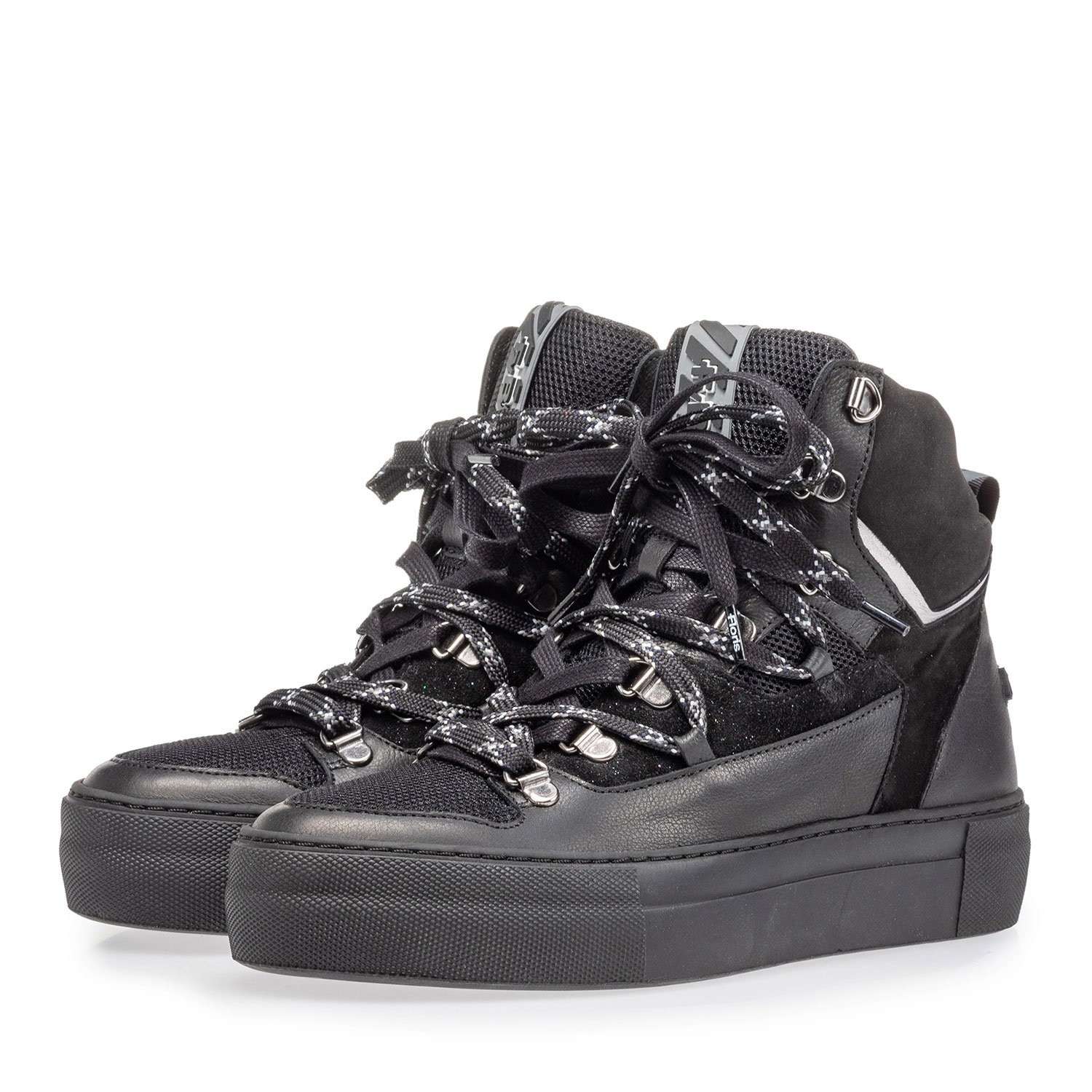 85315/00 - Halfhoge sneaker zwart leer 85315/00 - Halfhoge sneaker zwart leer