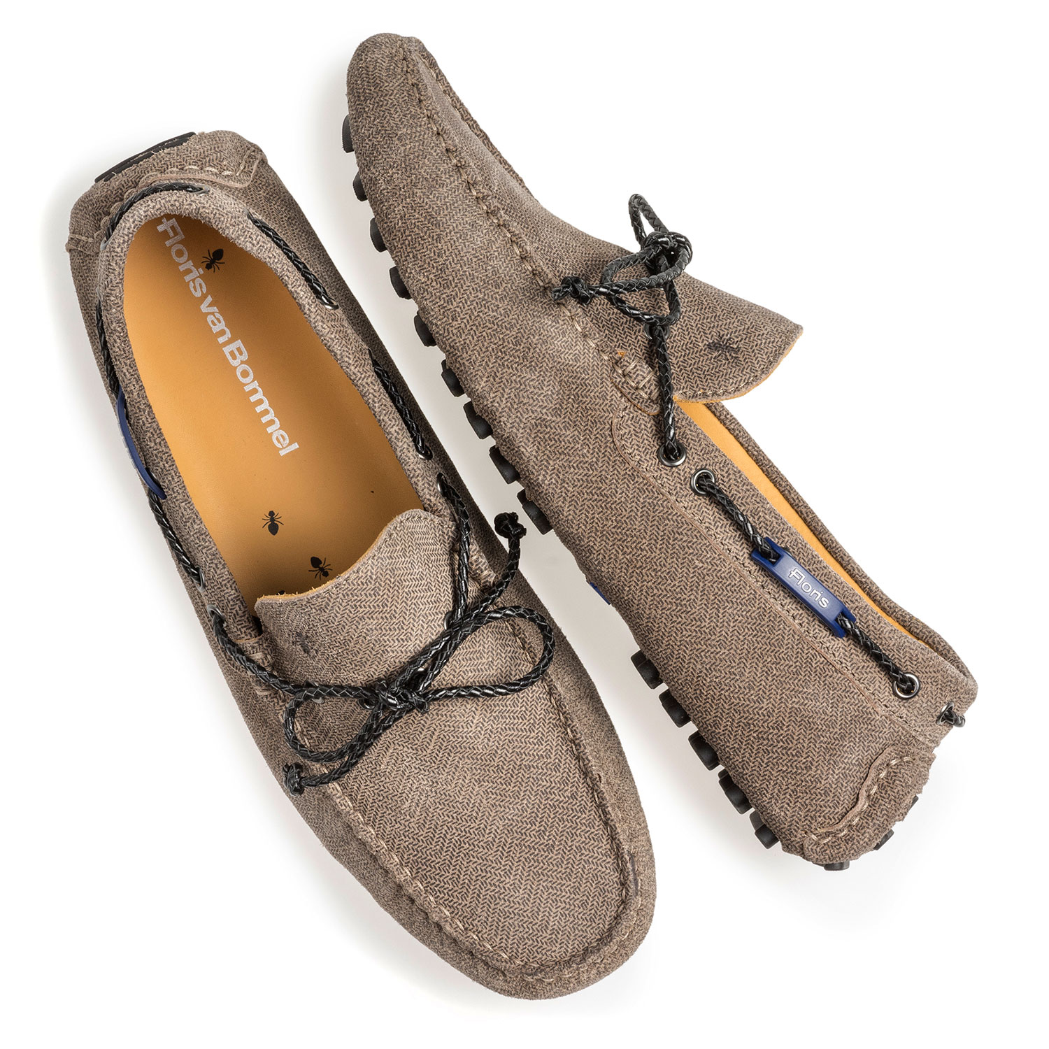 15214/09 - Sand-coloured suede leather moccasin with print 15214/09 - Sand-coloured suede leather moccasin with print