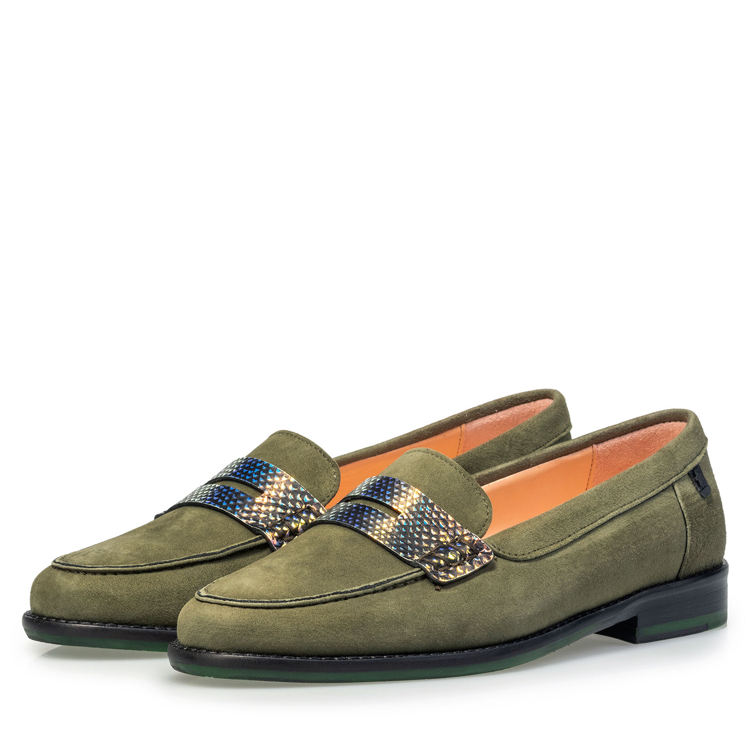 85429/01 - Olijfgroene suède loafer 85429/01 - Olijfgroene suède loafer