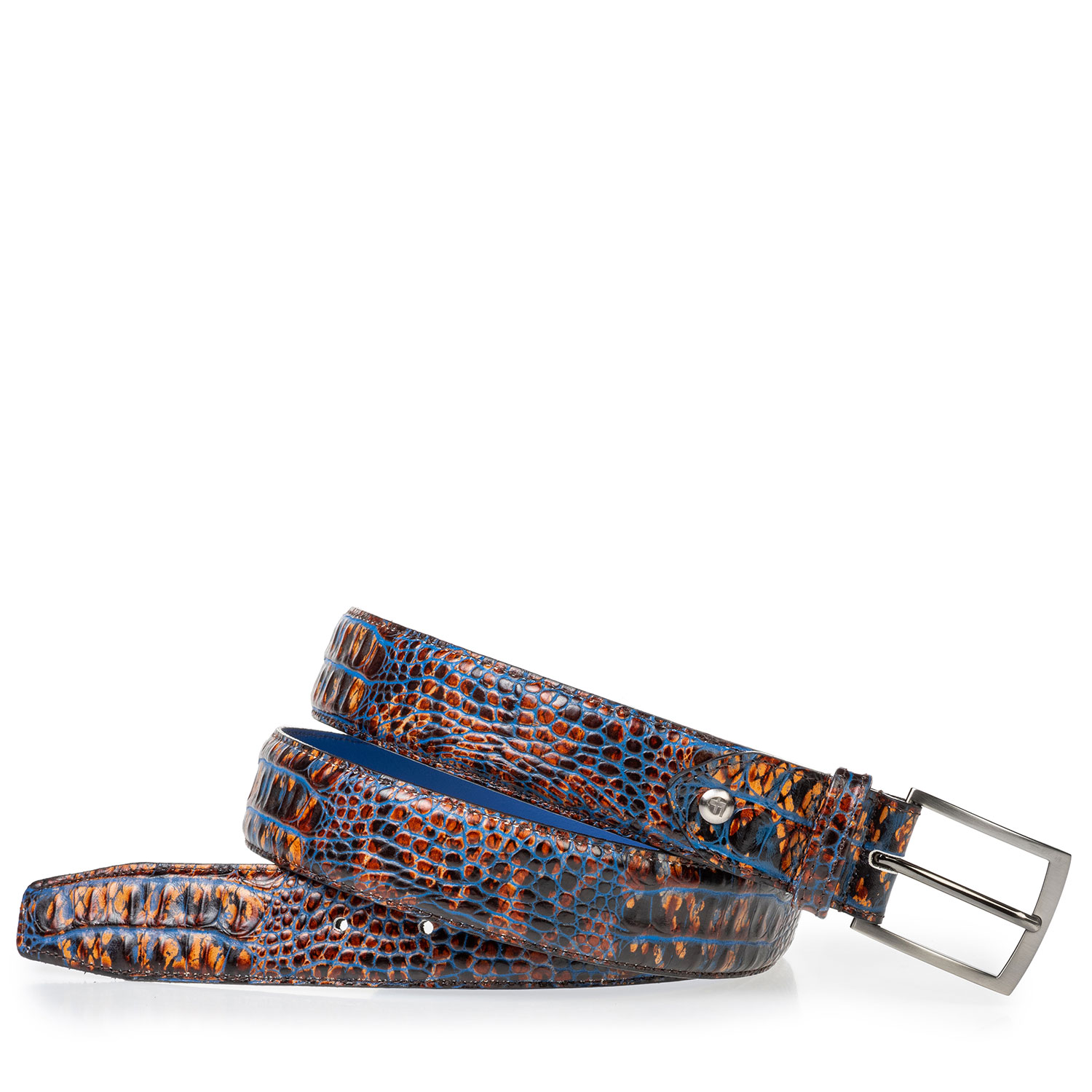 75203/24 - Leather belt croco print cognac 75203/24 - Leather belt croco print cognac