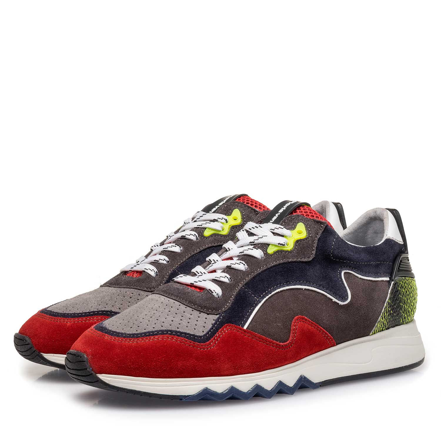 16092/02 - Suède sneaker rood/geel 16092/02 - Suède sneaker rood/geel