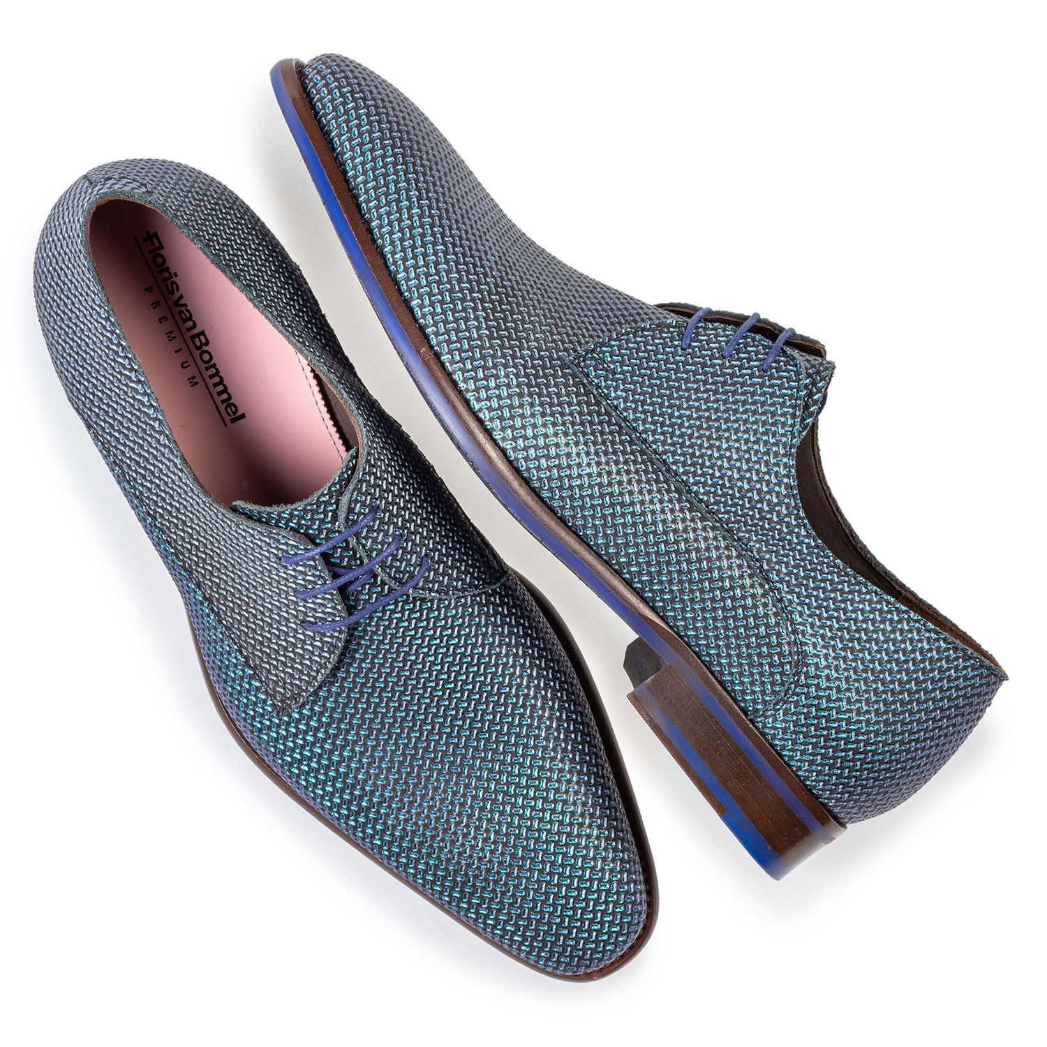 18368/01 - Lace shoe blue metallic print 18368/01 - Lace shoe blue metallic print