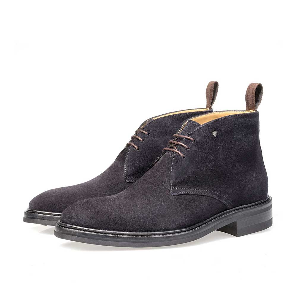 10161/01 - Dark blue suede leather lace boot 10161/01 - Dark blue suede leather lace boot